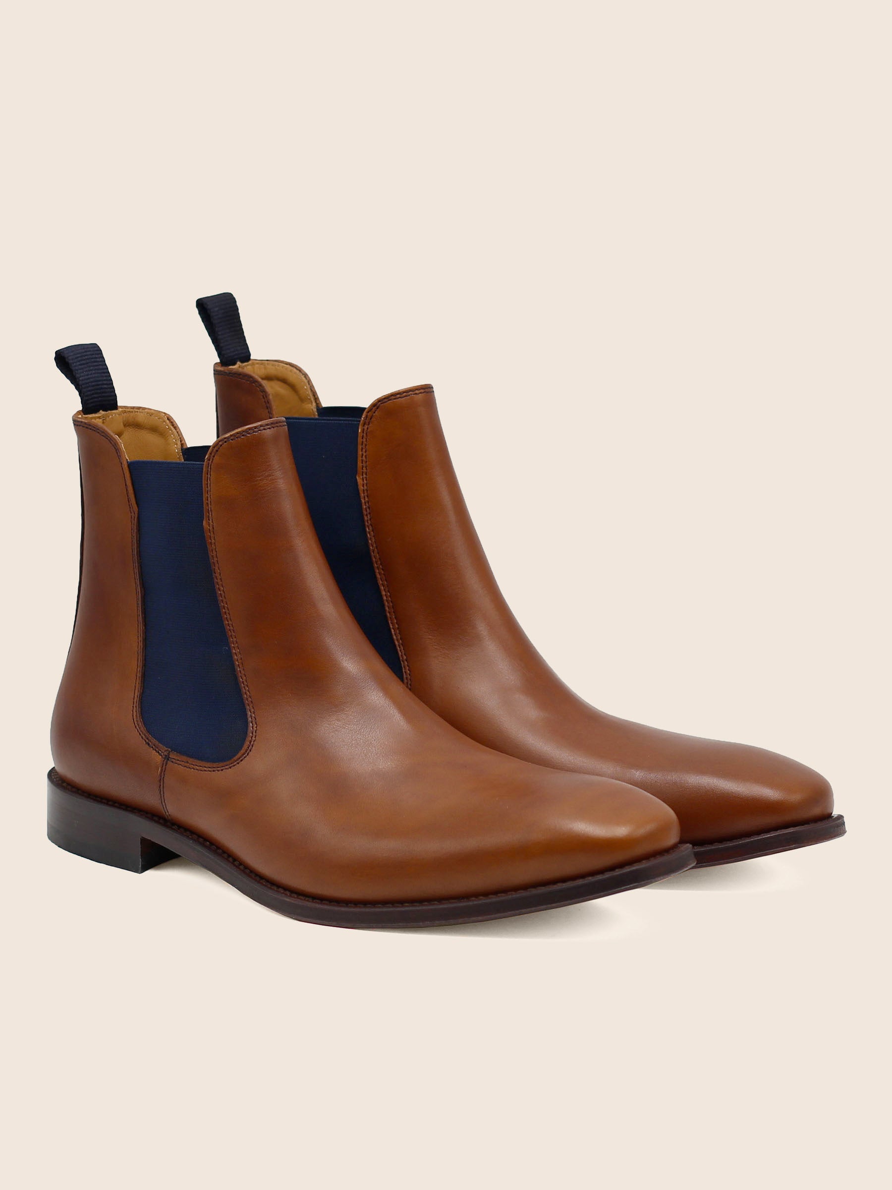 Chelsea Boots Cuir Bleu Cognac Bottines Homme En Cuir Chelsea