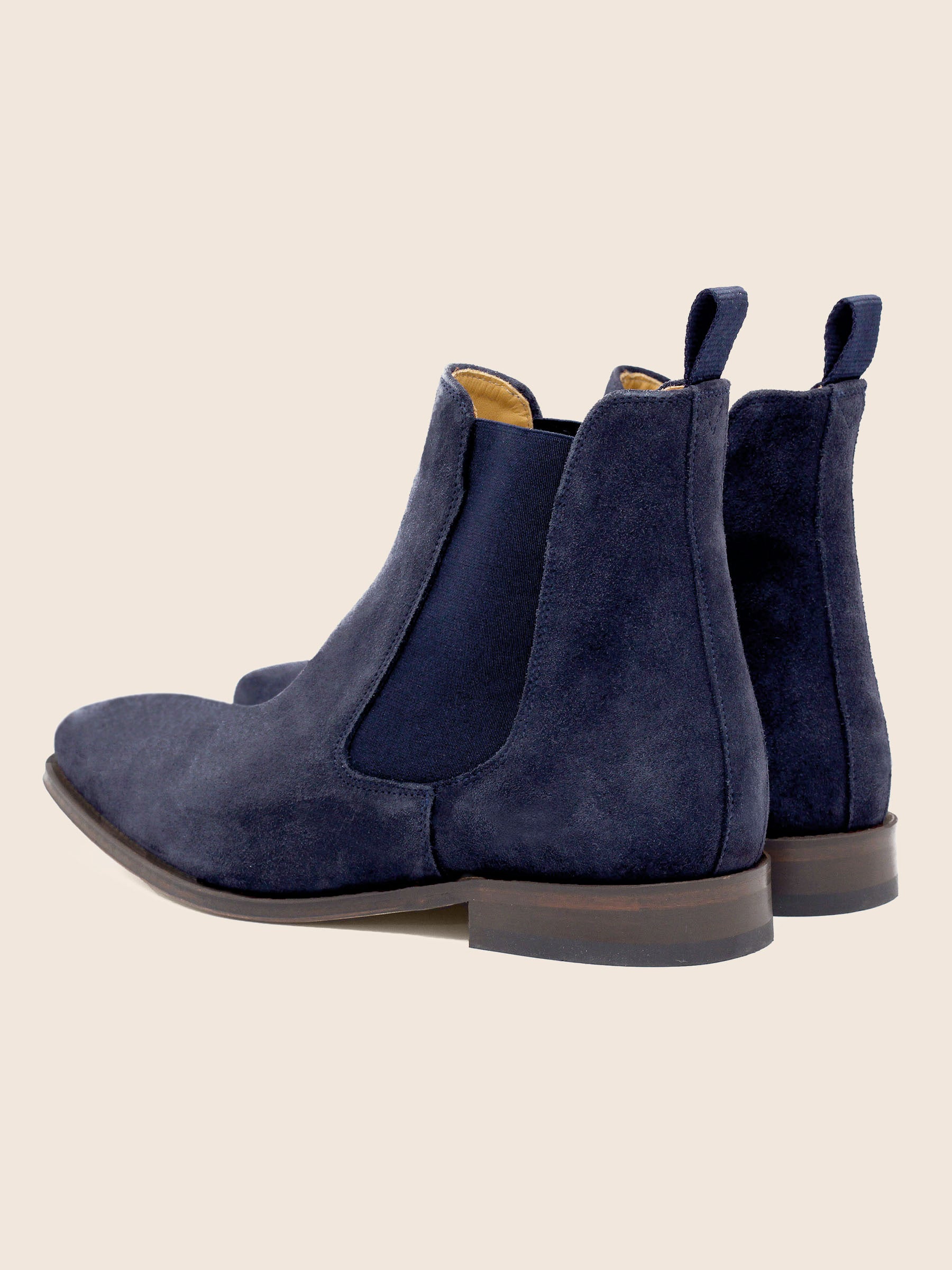 vue arriere chelsea boots cuir daim bleu jules & jenn