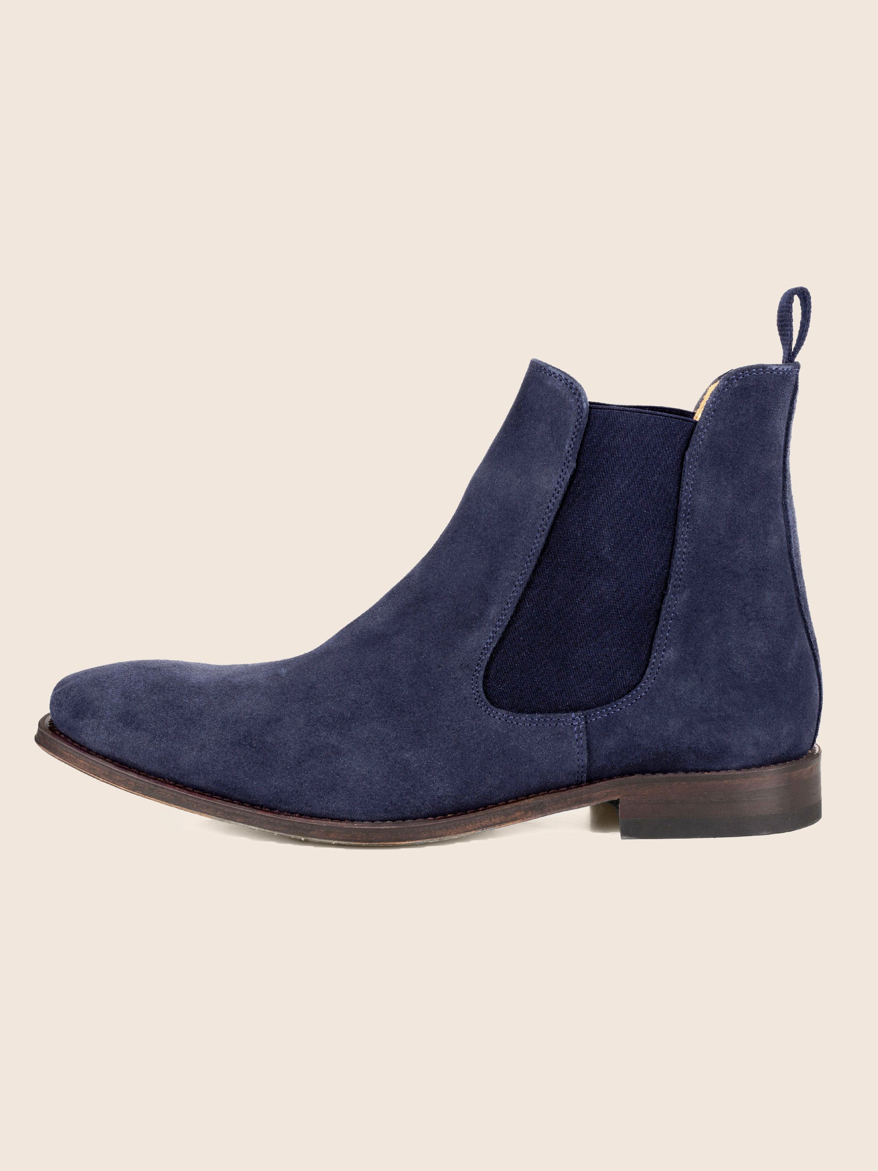 vue extérieur chelsea boots cuir daim bleu jules & jenn