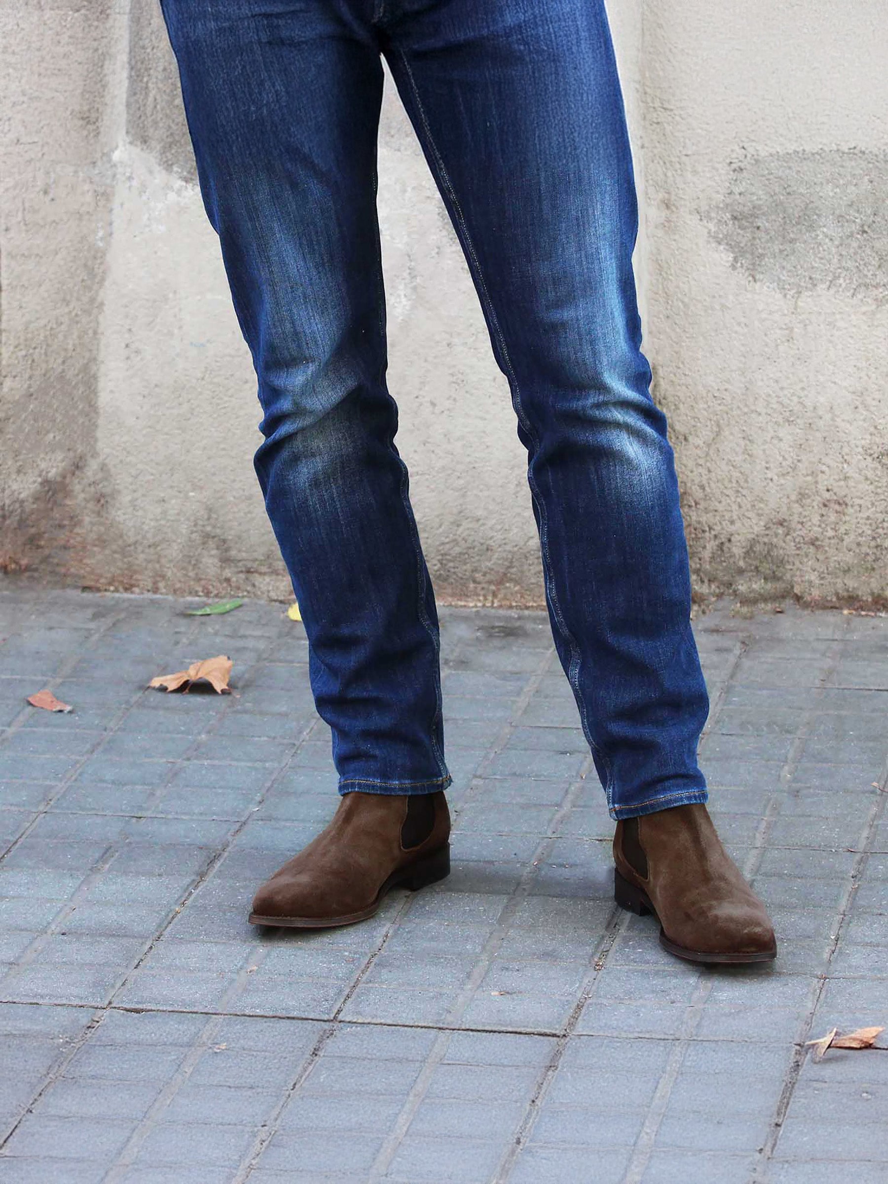 Chelsea boots cuir daim marron