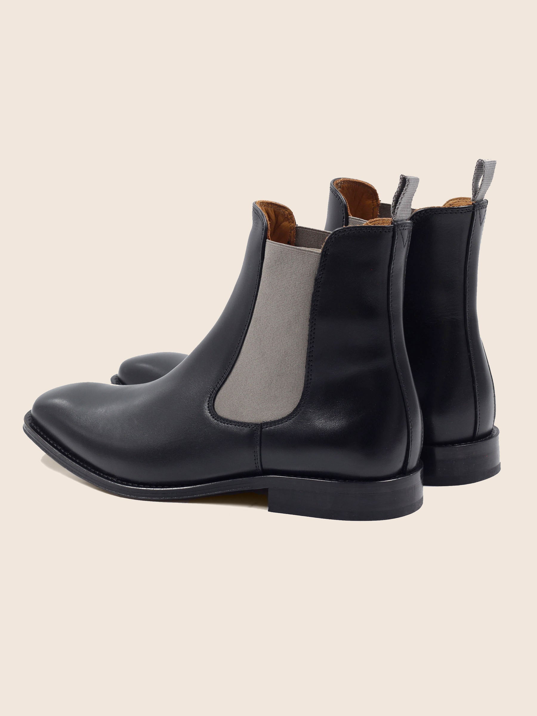 vue arriere chelsea boots cuir noir gris jules jenn
