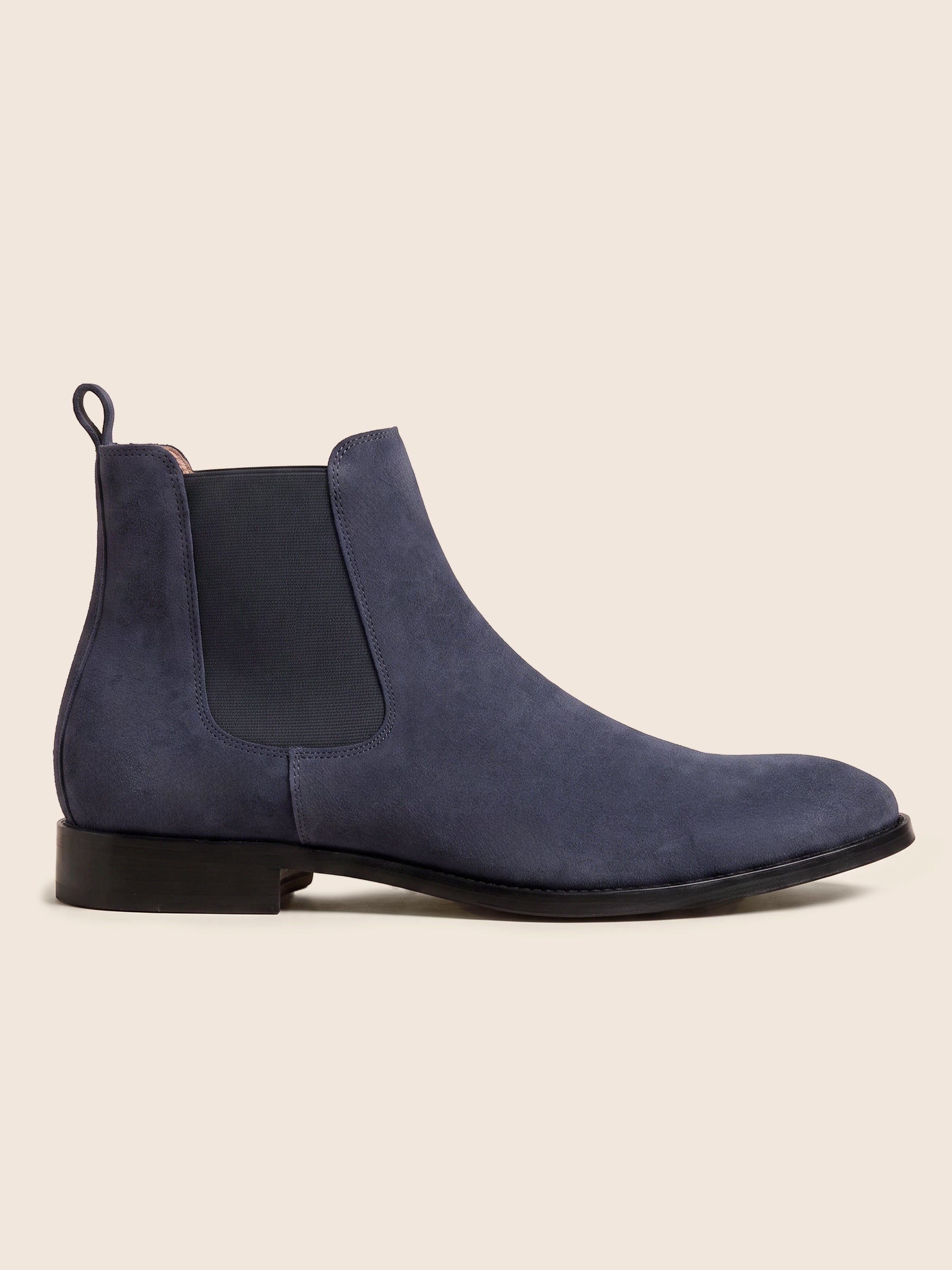 photo vue profil chelsea boots martin cuir daim bleu jules jenn