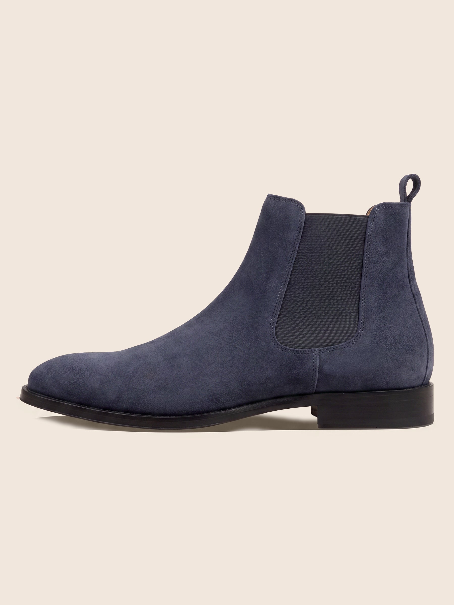 photo vue intérieure chelsea boots martin cuir daim bleu jules jenn