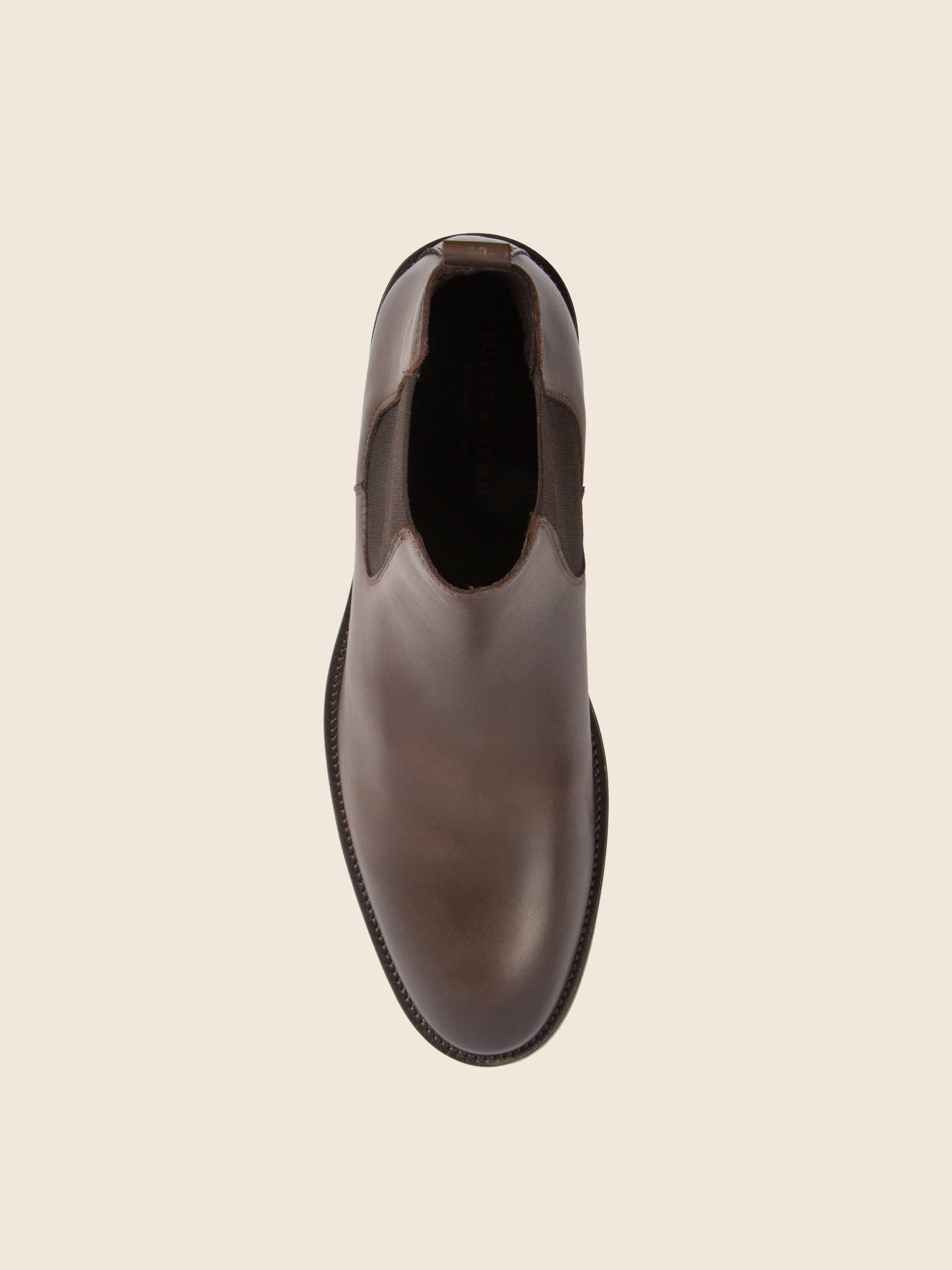 vue dessus chelsea boots cuir marron jules&jenn