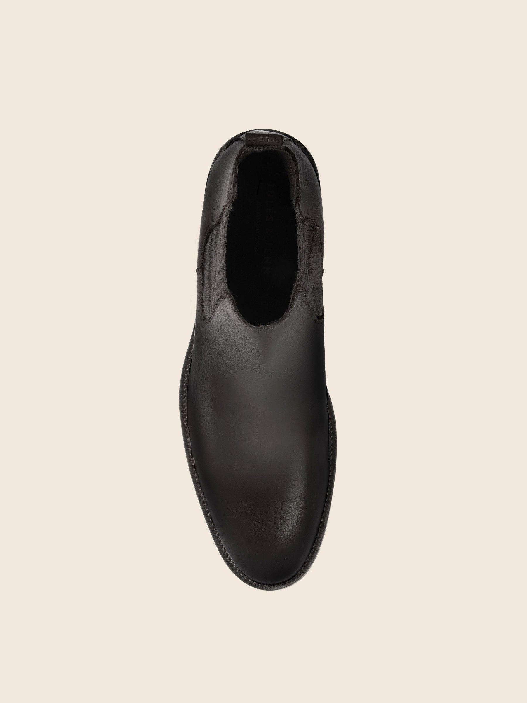 vue dessus chelsea boots cuir noir jules&jenn