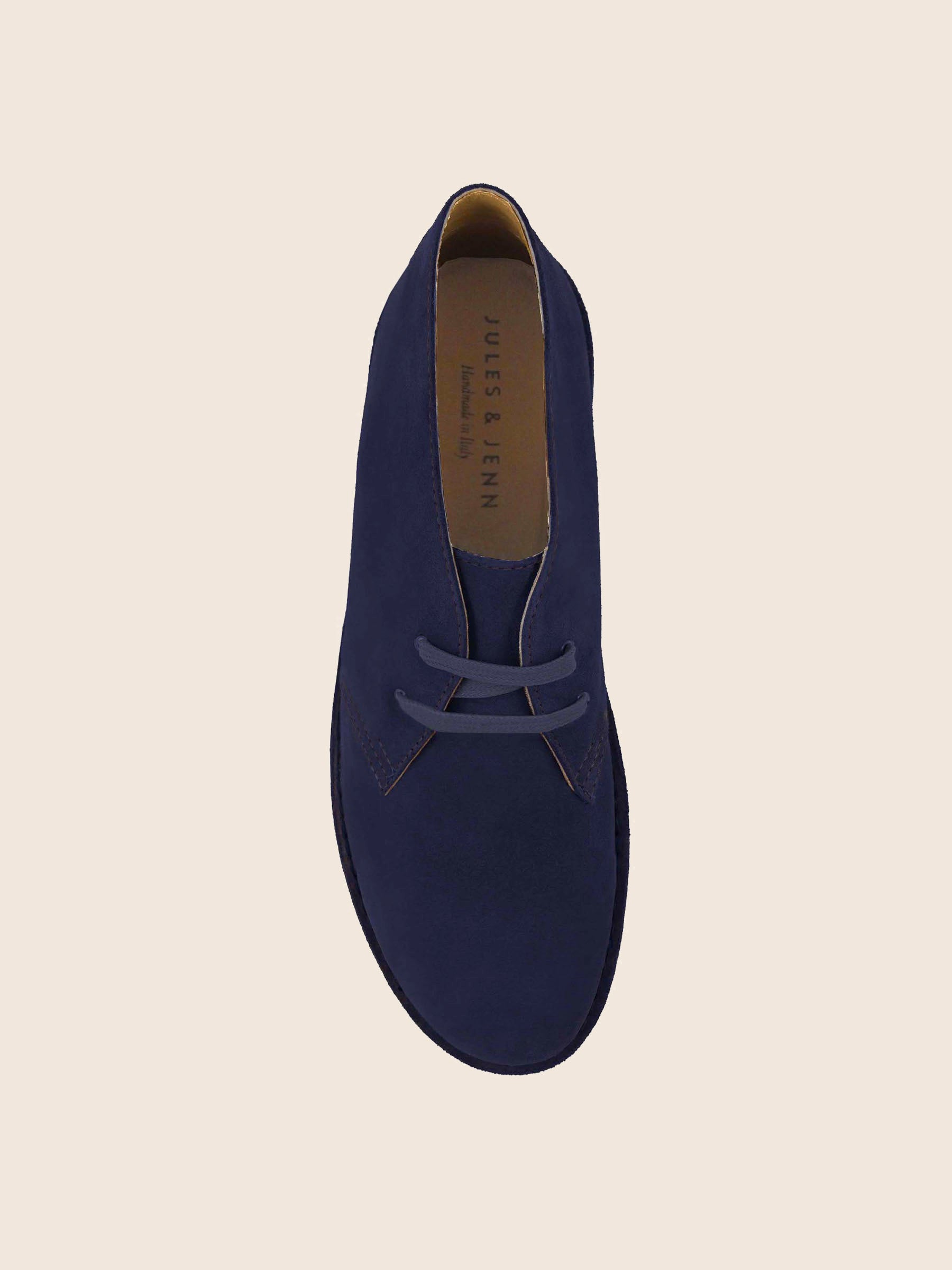 vue dessus chukka boots daim bleu jules jenn