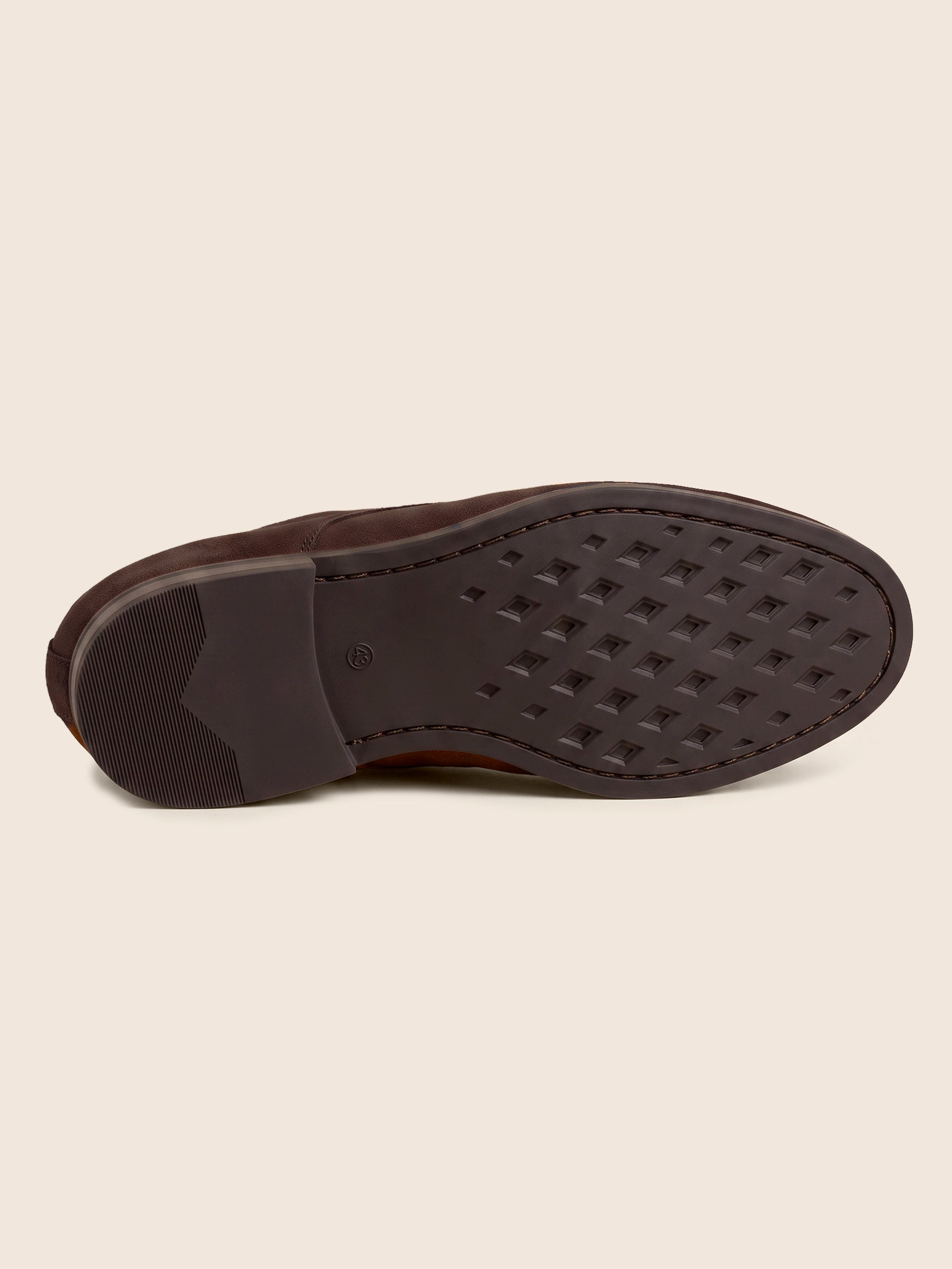 vue dessous derbies gomme cuir daim marron jules & jenn