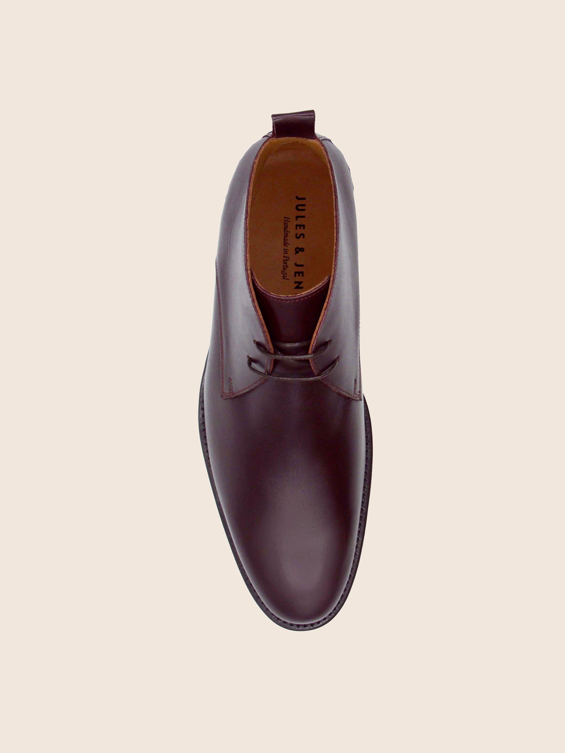 vue dessus desert boots cuir bordeaux jules jenn