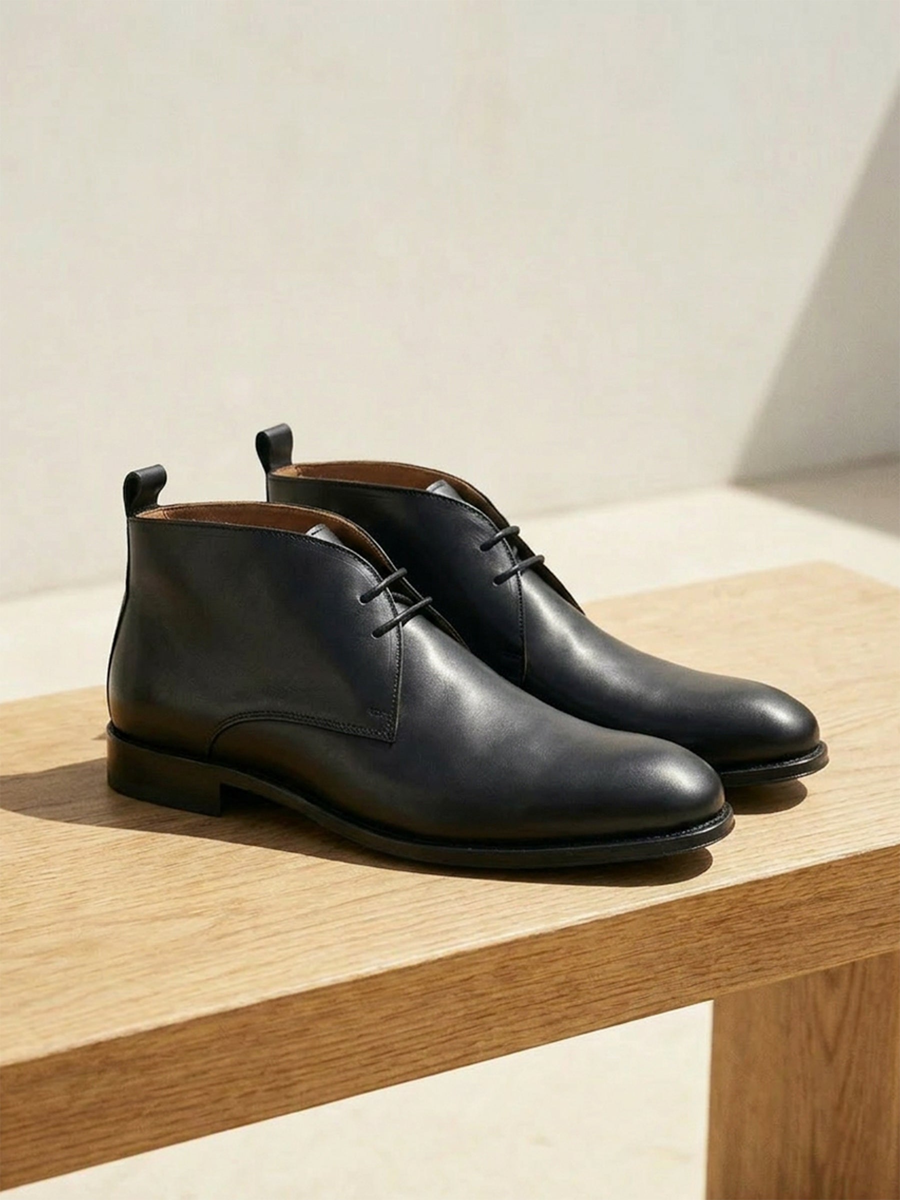 photo vue posée desert boots cuir noir jules jenn