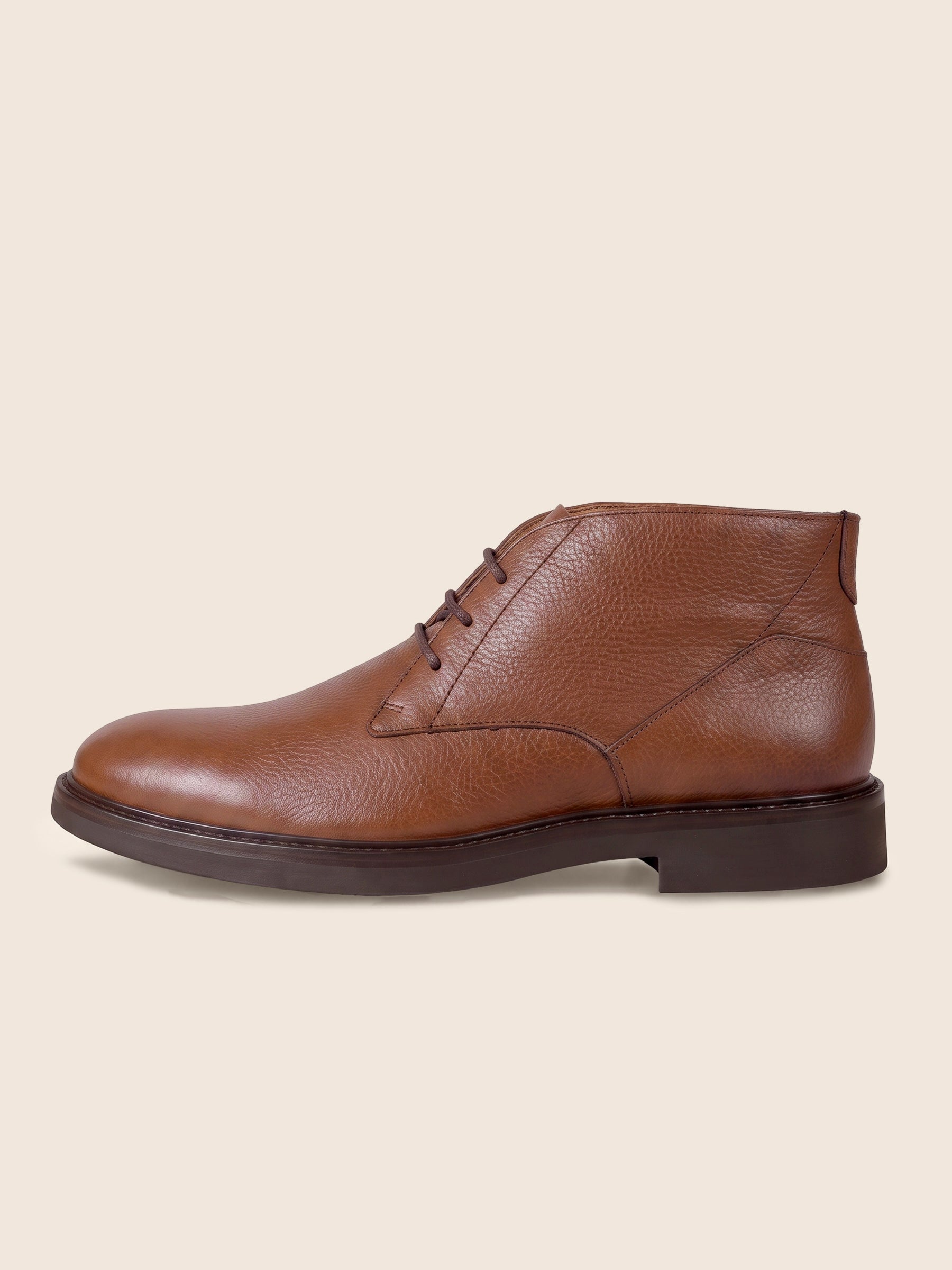 vue interieure desert boots gomme cuir graine cognac jules & jenn