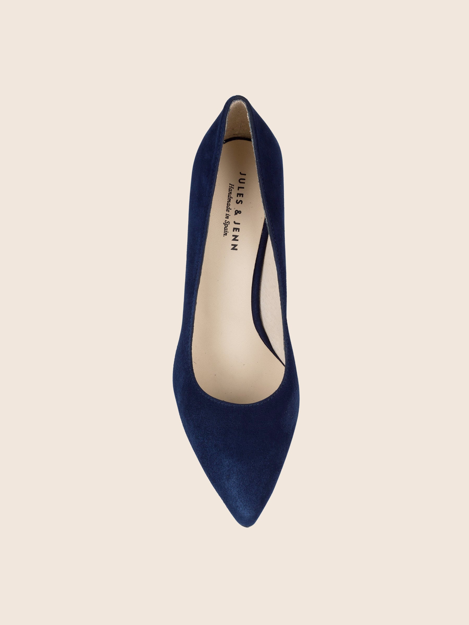 vue dessus escarpin bleu cuir daim Jules & Jenn