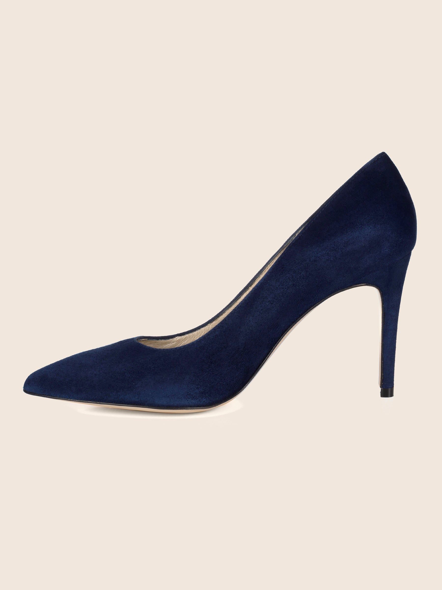 vue interieure escarpin bleu cuir daim Jules & Jenn