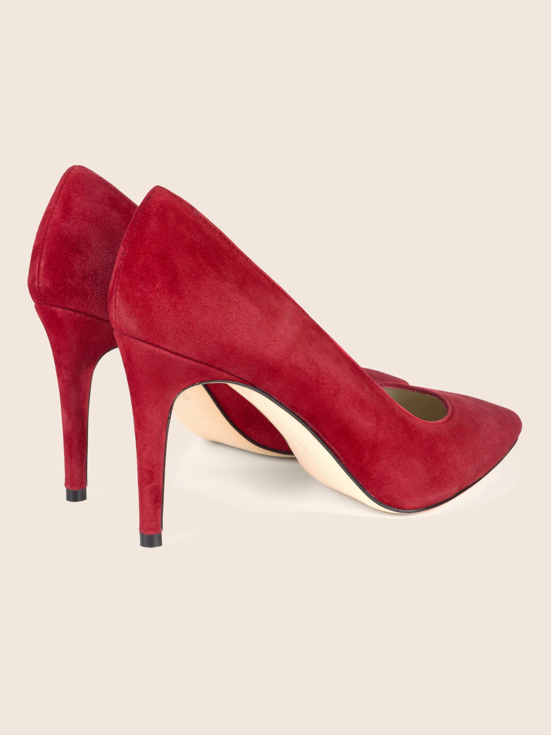 vue arriere escarpins rouges cuir daim femme Jules & Jenn