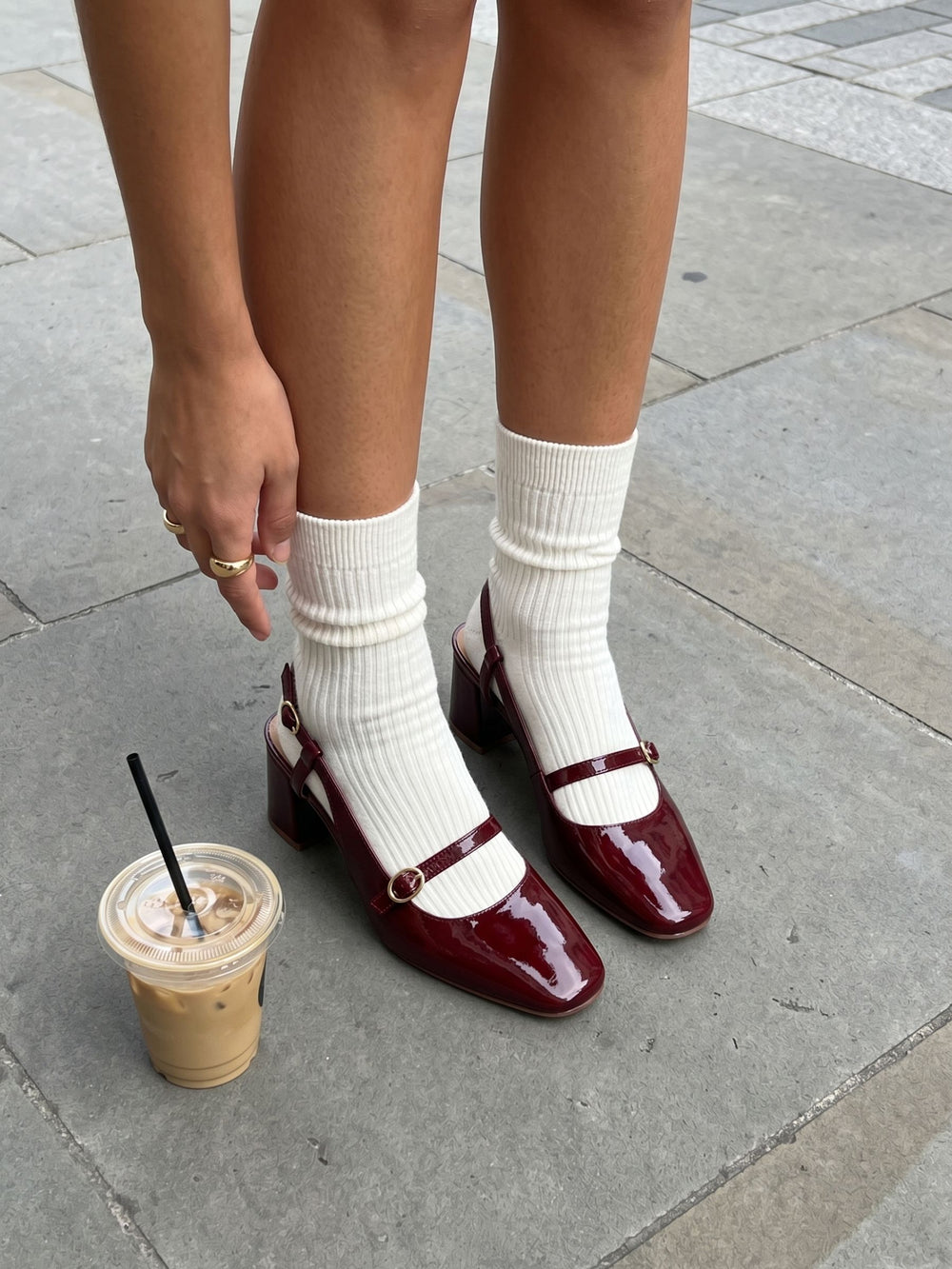 Escarpins slingback cuir vernis bordeaux