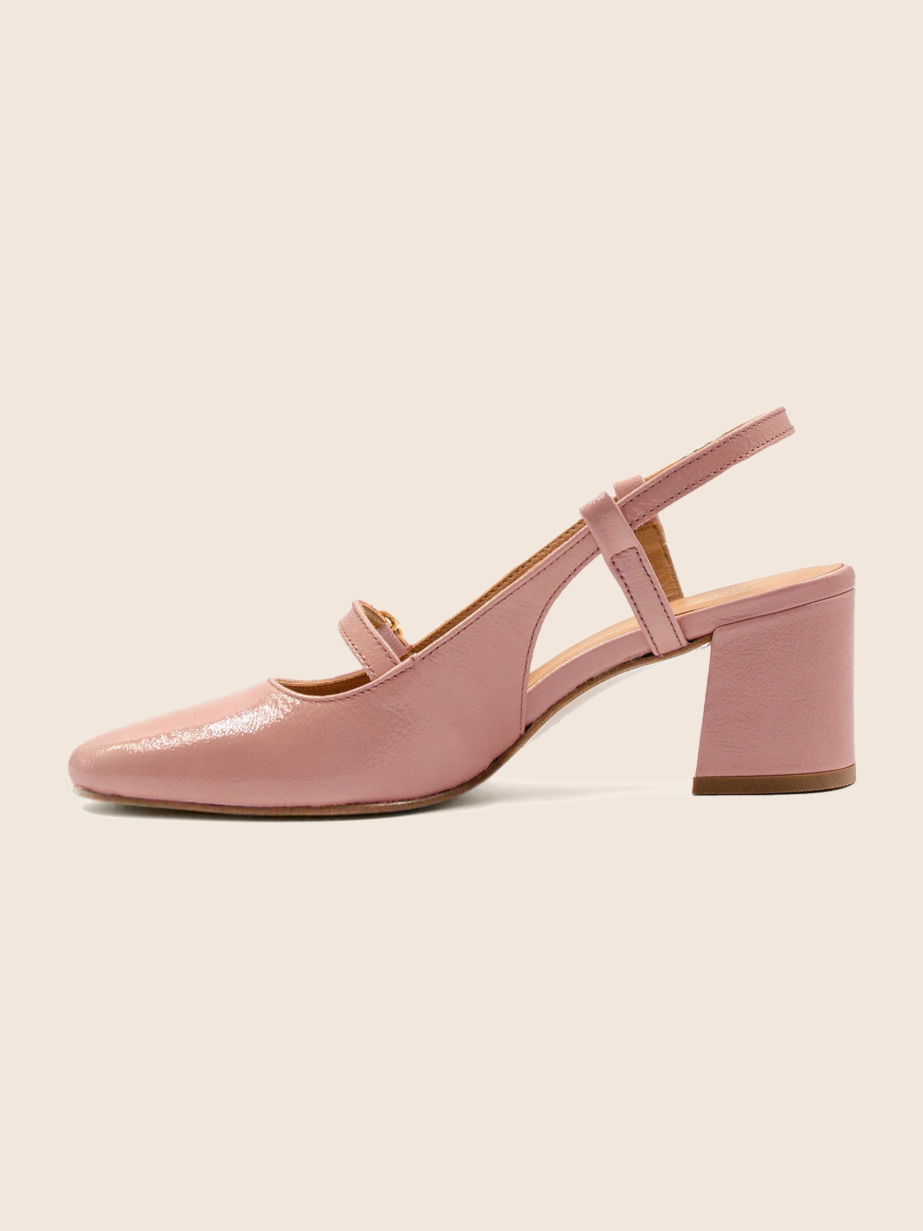 photo vue intérieure escarpins slingback cuir vernis rose jules & jenn