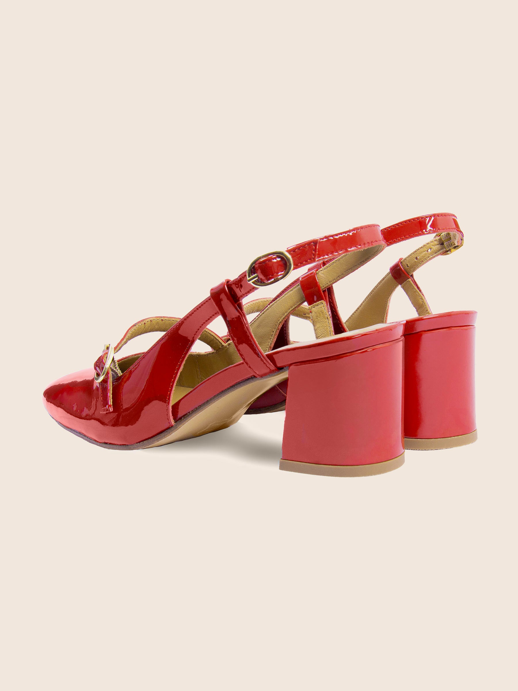 Escarpins slingback cuir vernis rouge