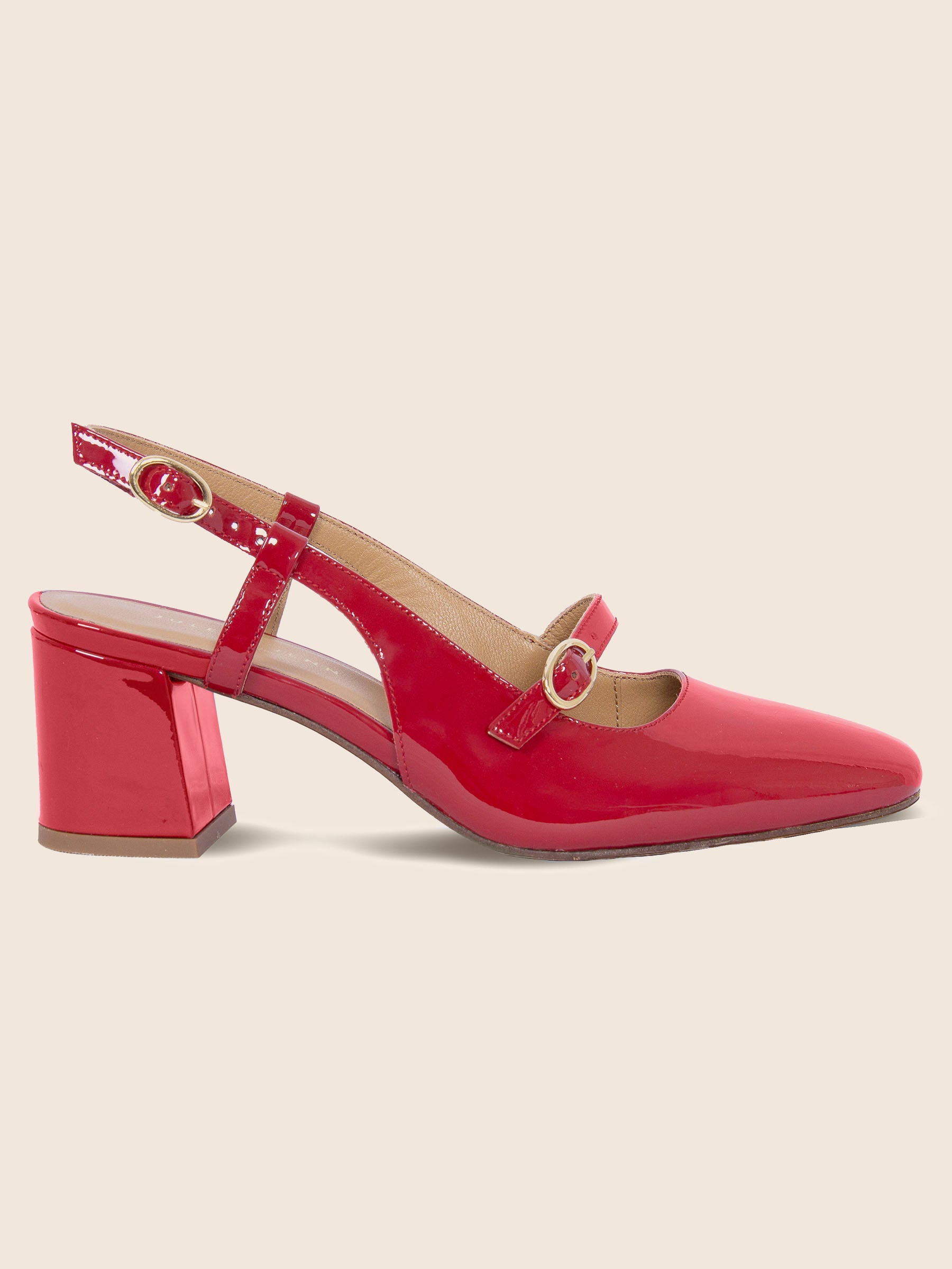 vue profil escarpins slingback cuir vernis rouge jules & jenn