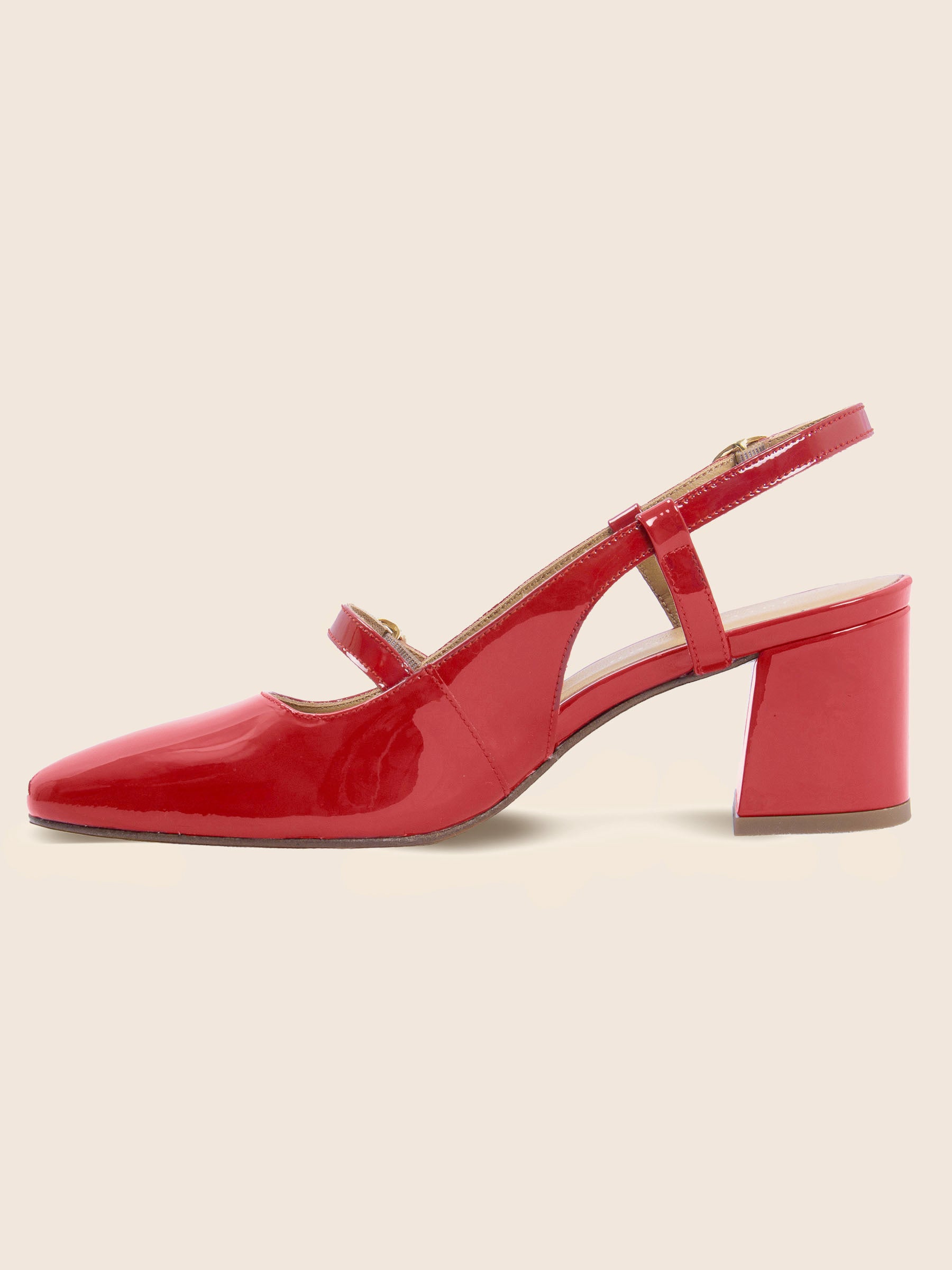 Escarpins slingback cuir vernis rouge