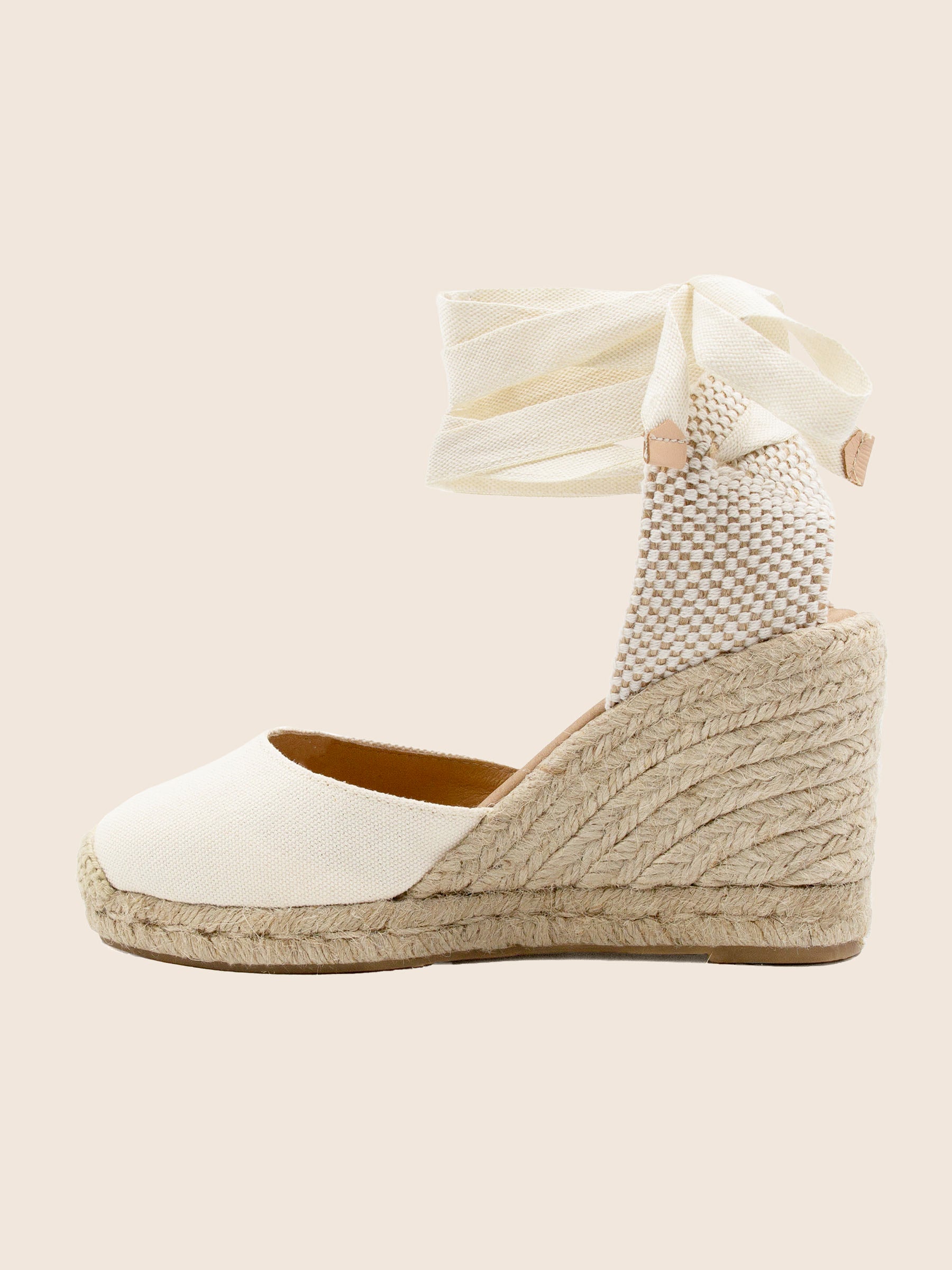 vue interieur espadrilles compensees lacees toile recyclee beige jules jenn