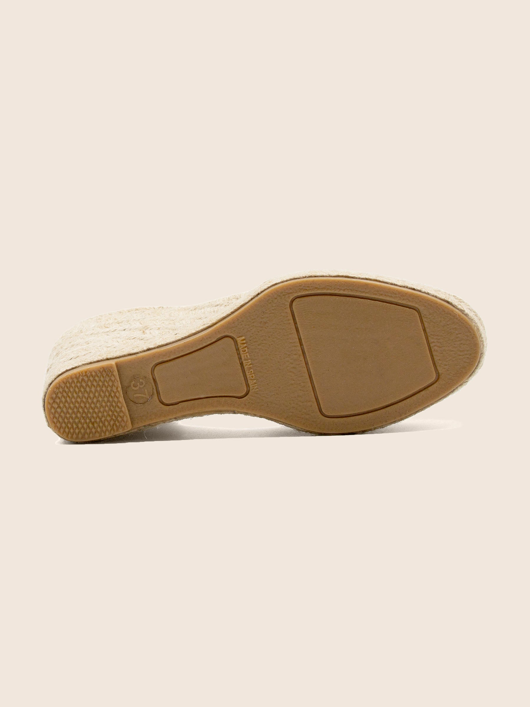 vue semelle espadrilles compensees lacees toile recyclee beige jules jenn