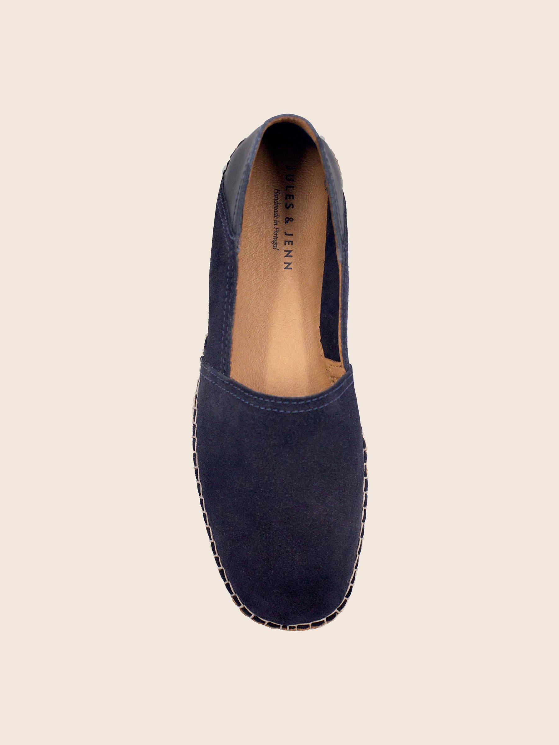 vue dessus espadrilles homme cuir daim bleu jules jenn