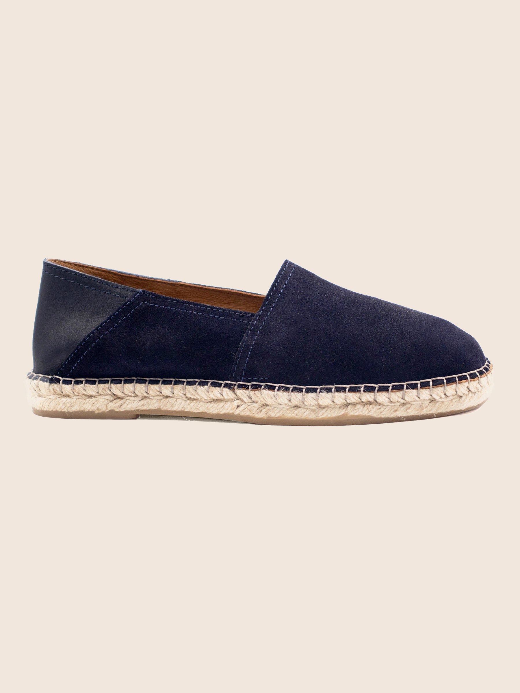 vue profil espadrilles homme cuir daim bleu jules jenn
