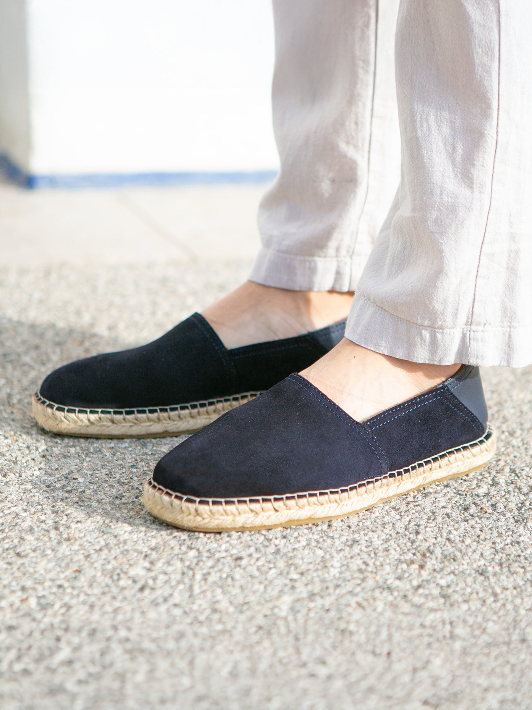 vue portée espadrilles homme cuir daim bleu jules jenn