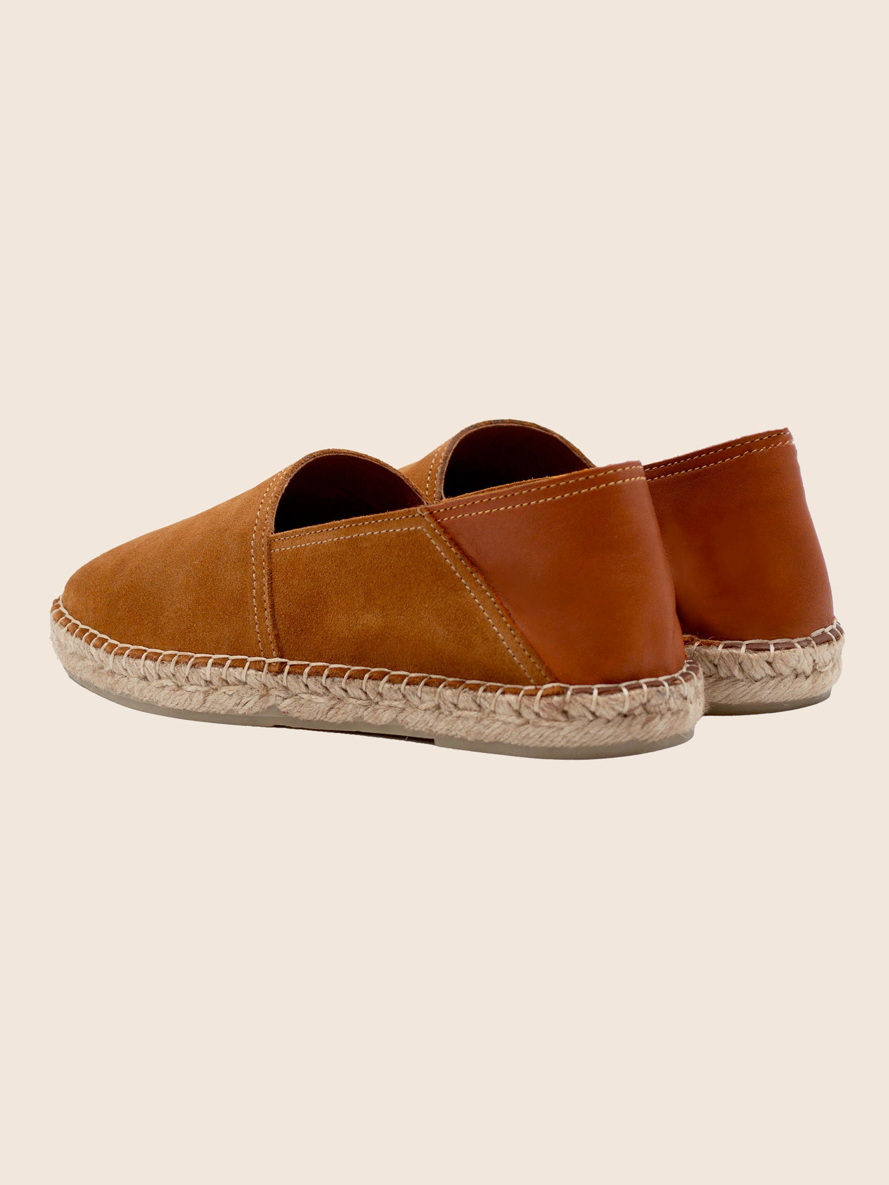 Espadrilles cuir daim cognac