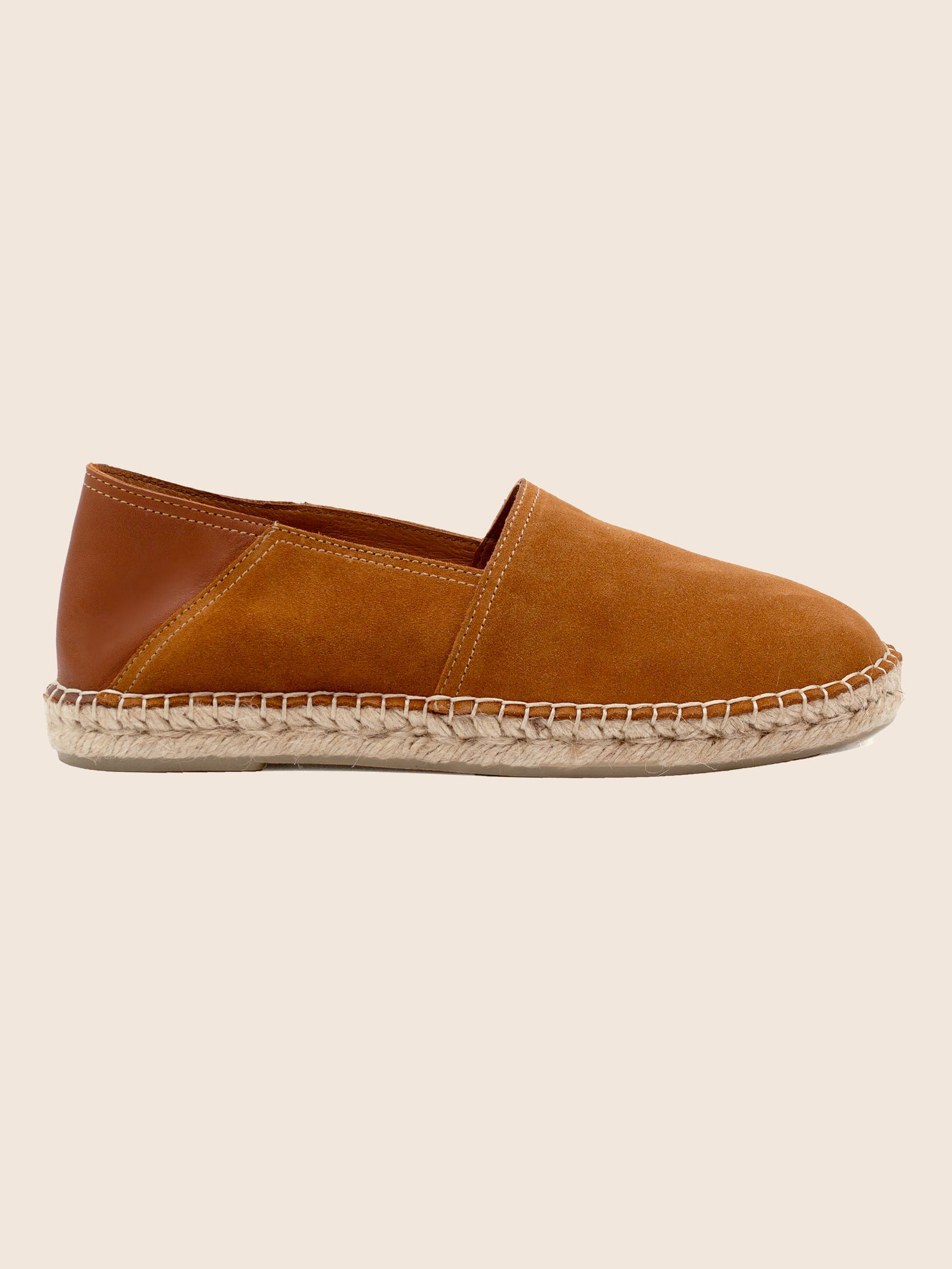 Espadrilles cuir daim cognac