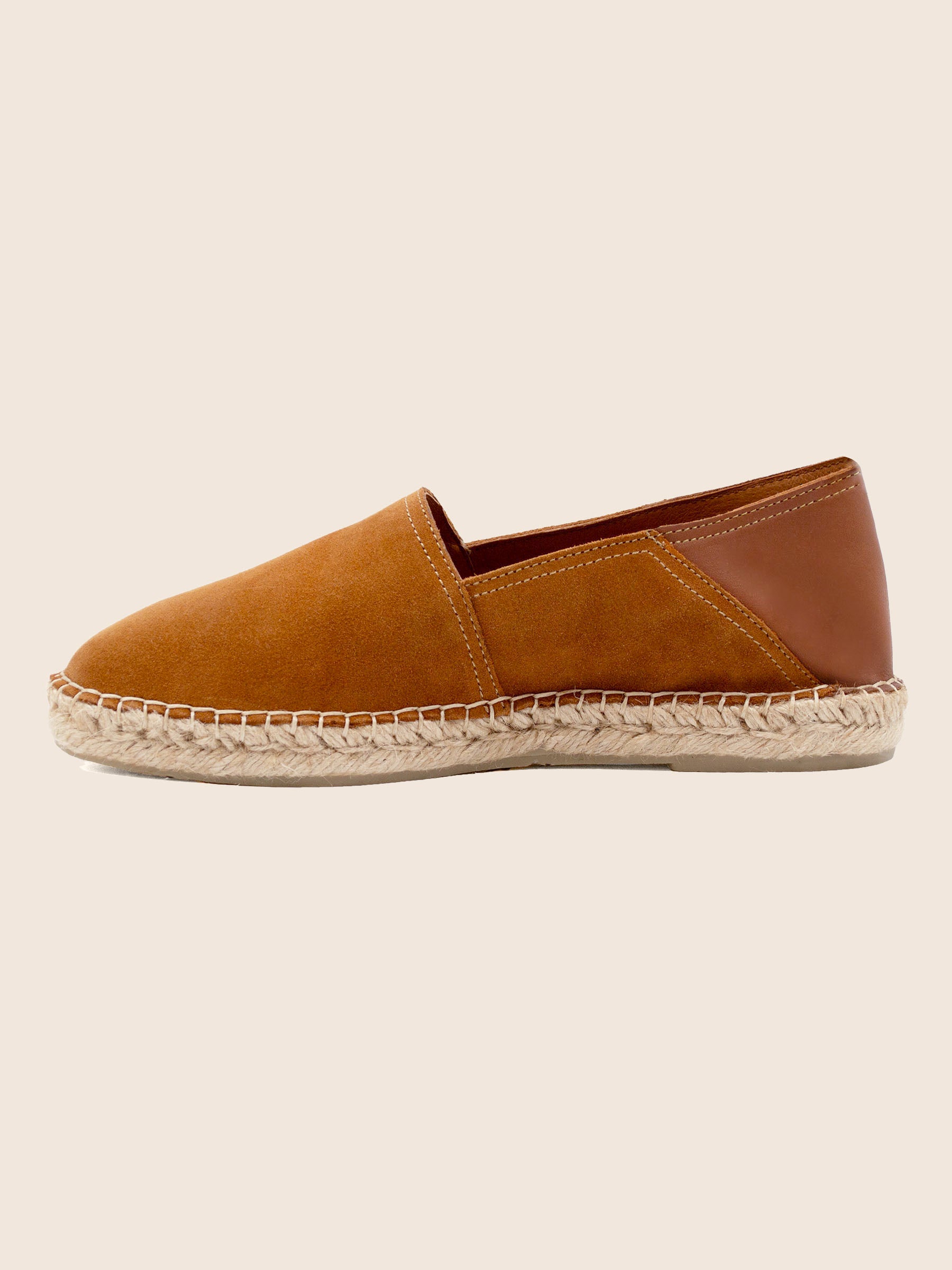 Espadrilles cuir daim cognac