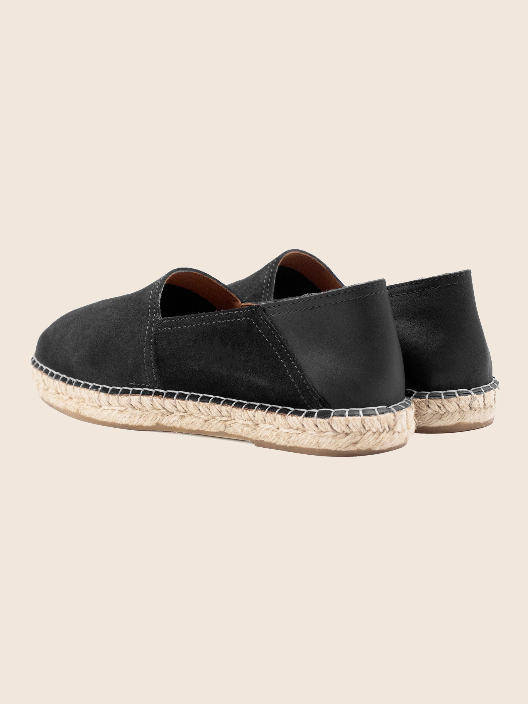 vue arriere espadrilles homme cuir daim noir jules jenn