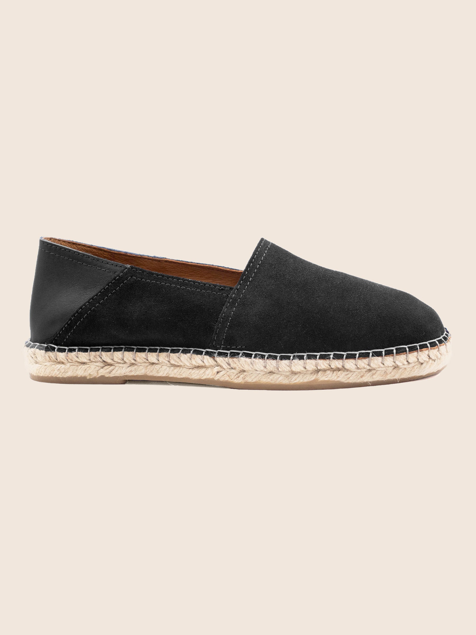 vue profil espadrilles homme cuir daim noir jules jenn