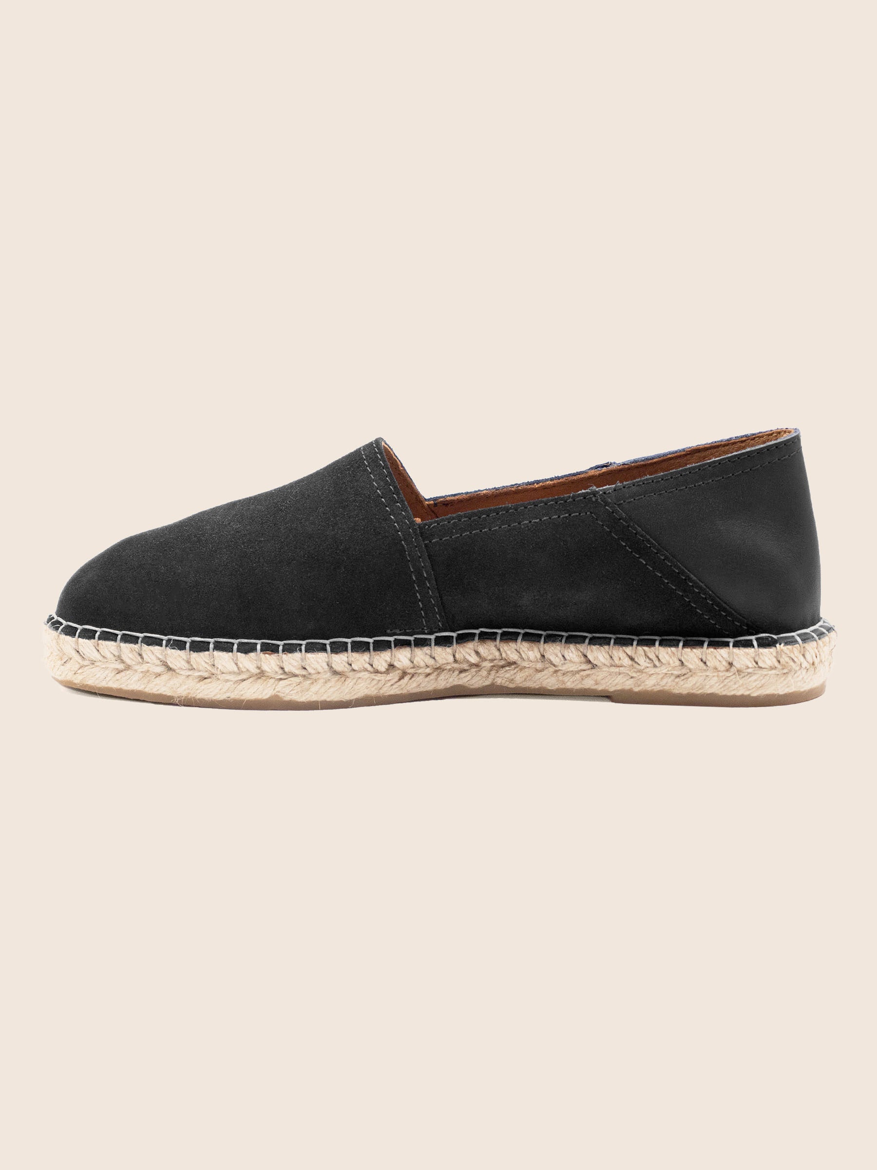 vue interieur espadrilles homme cuir daim noir jules jenn