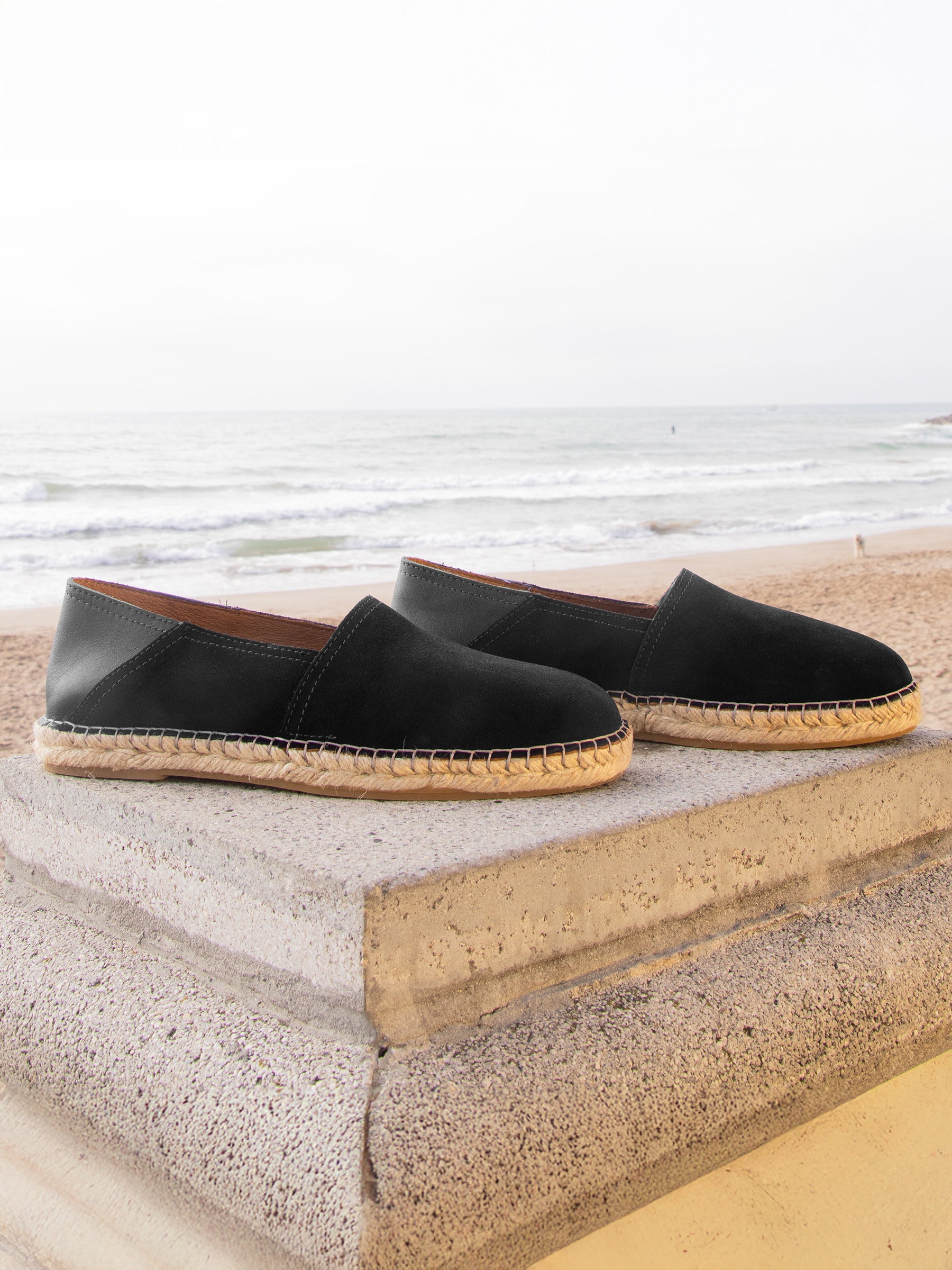 vue posée espadrilles homme cuir daim noir jules jenn