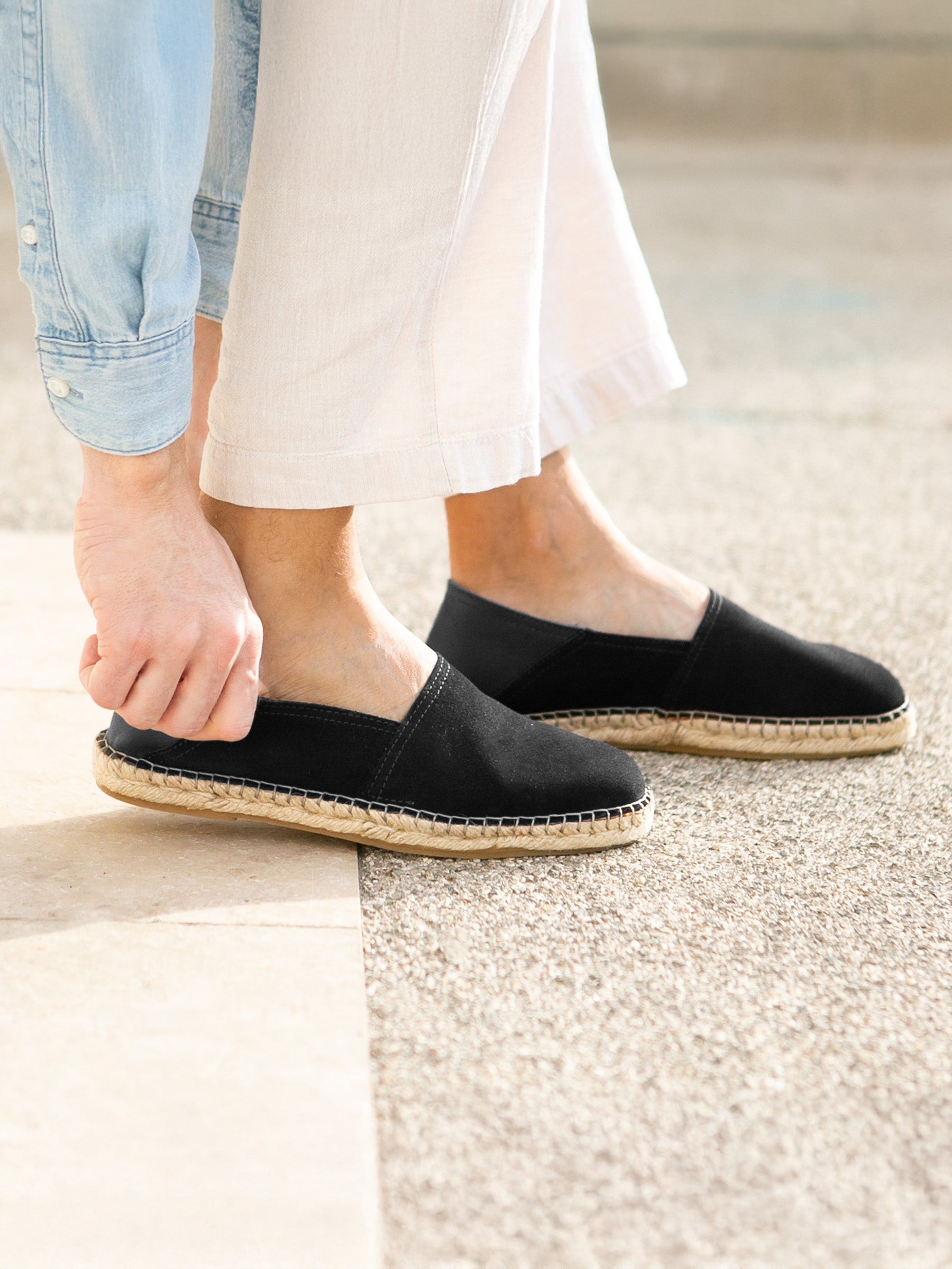 vue portée espadrilles homme cuir daim noir jules jenn