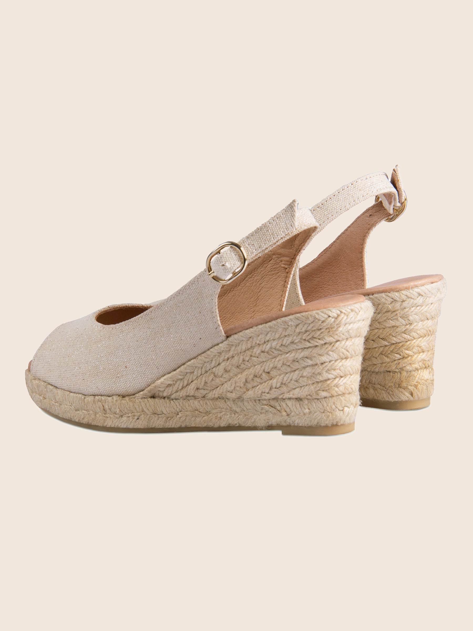 vue arriere espadrilles slingback recyclees dore jules jenn