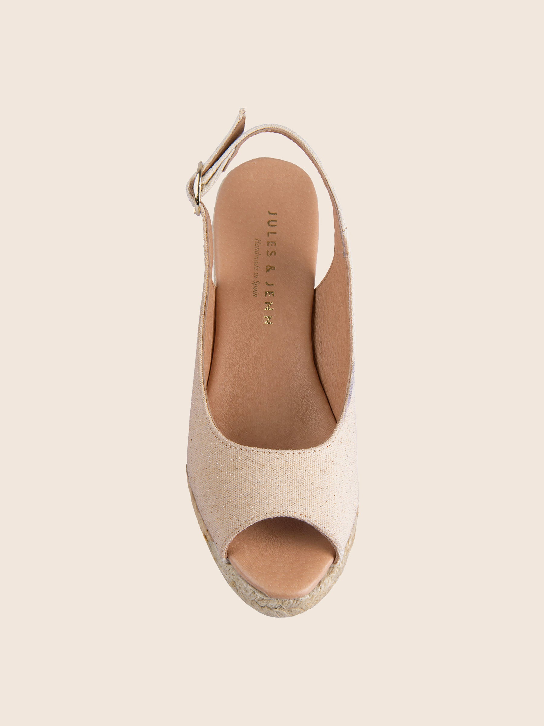 vue dessus espadrilles slingback recyclees dore jules jenn