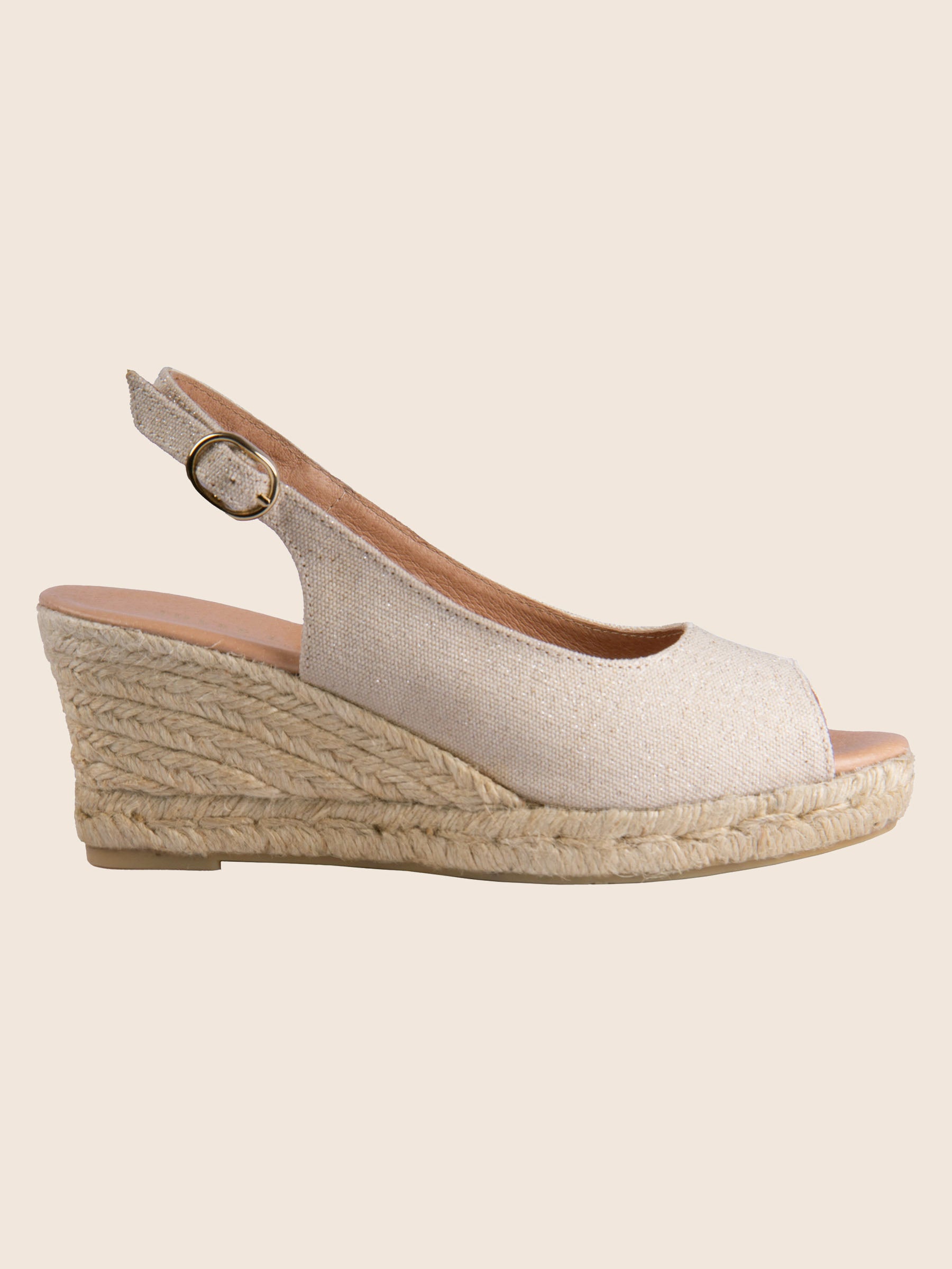 vue profil espadrilles slingback recyclees dore jules jenn