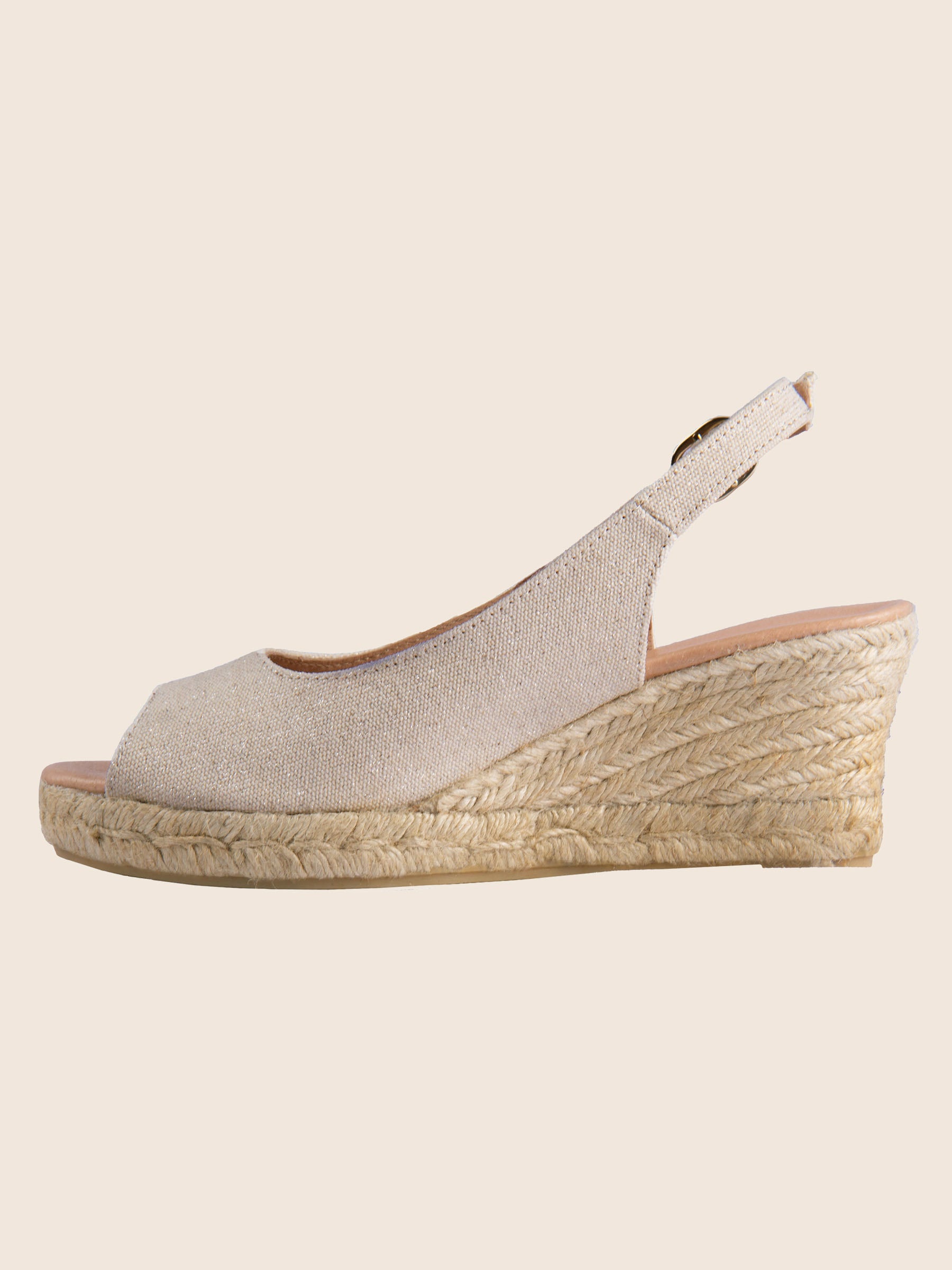 vue interieure espadrilles slingback recyclees dore jules jenn
