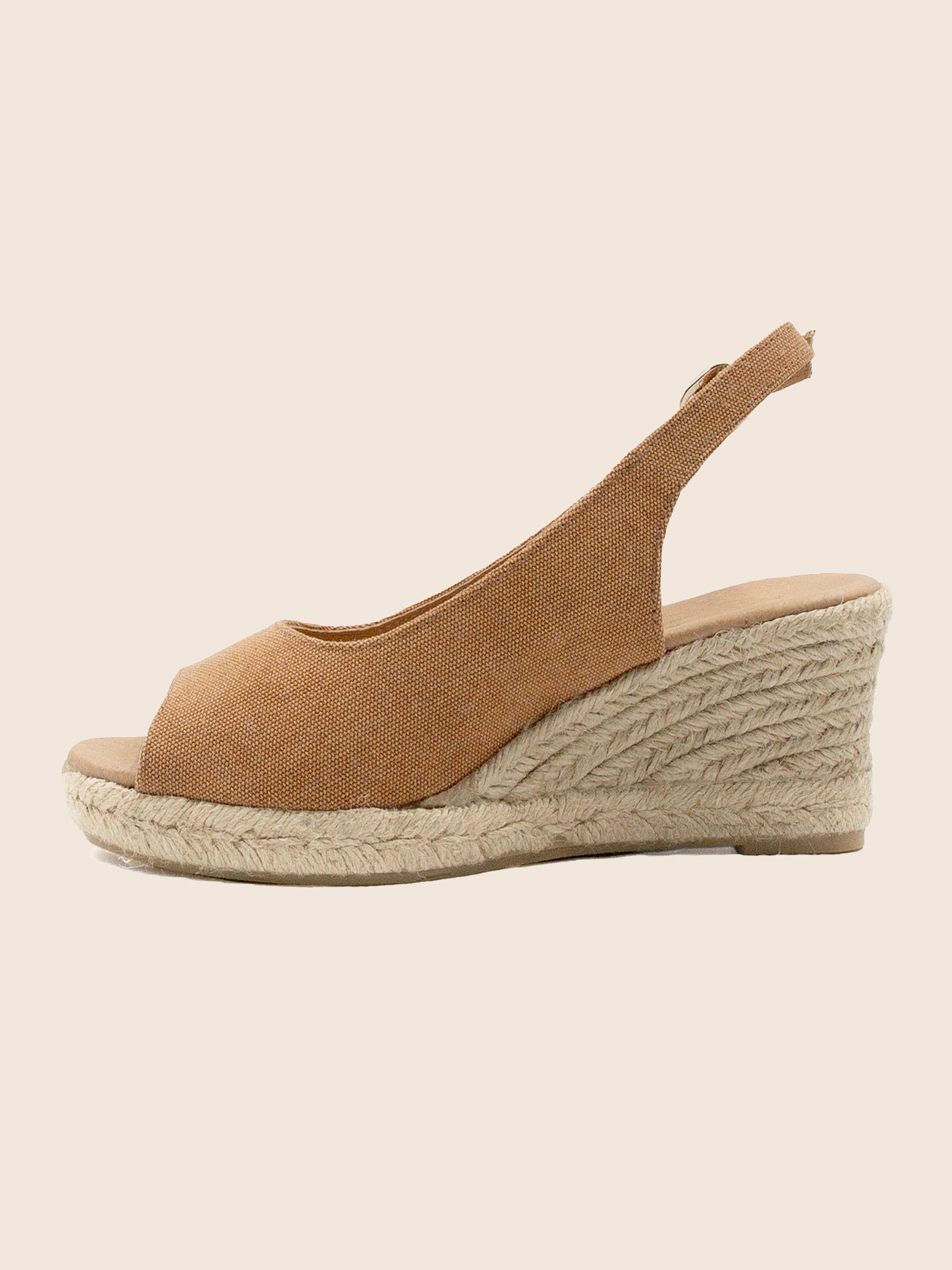 vue interieur espadrilles slingback toile recyclee camel jules jenn