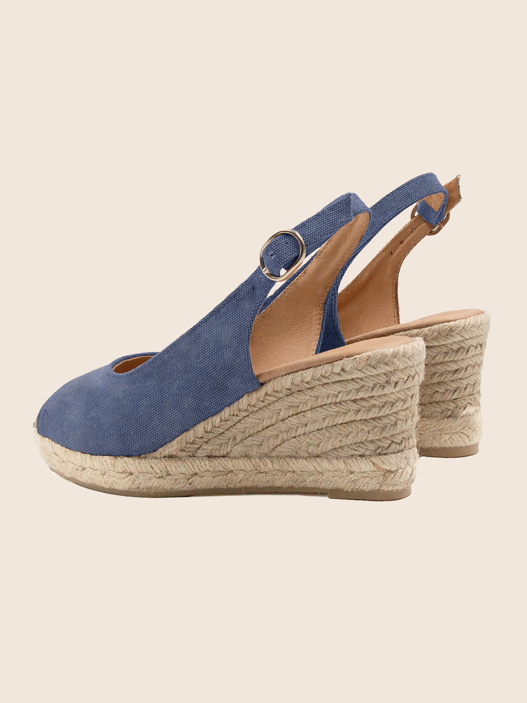 vue arriere espadrilles slingback toile recyclee denim jules jenn