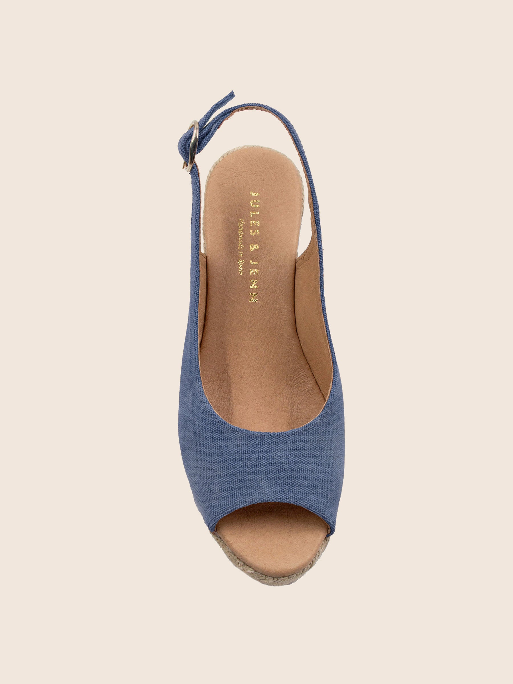 vue dessus espadrilles slingback toile recyclee denim jules jenn