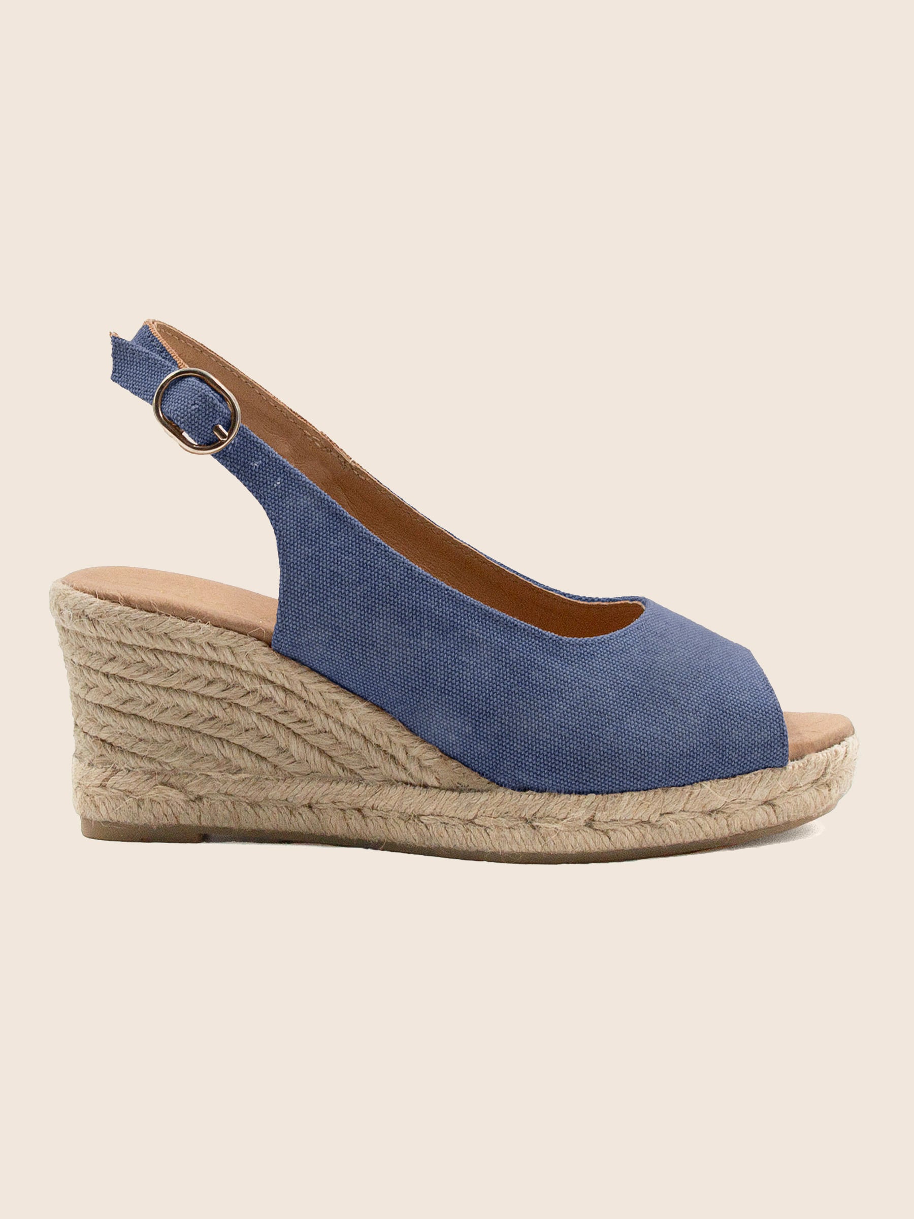 vue profil espadrilles slingback toile recyclee denim jules jenn