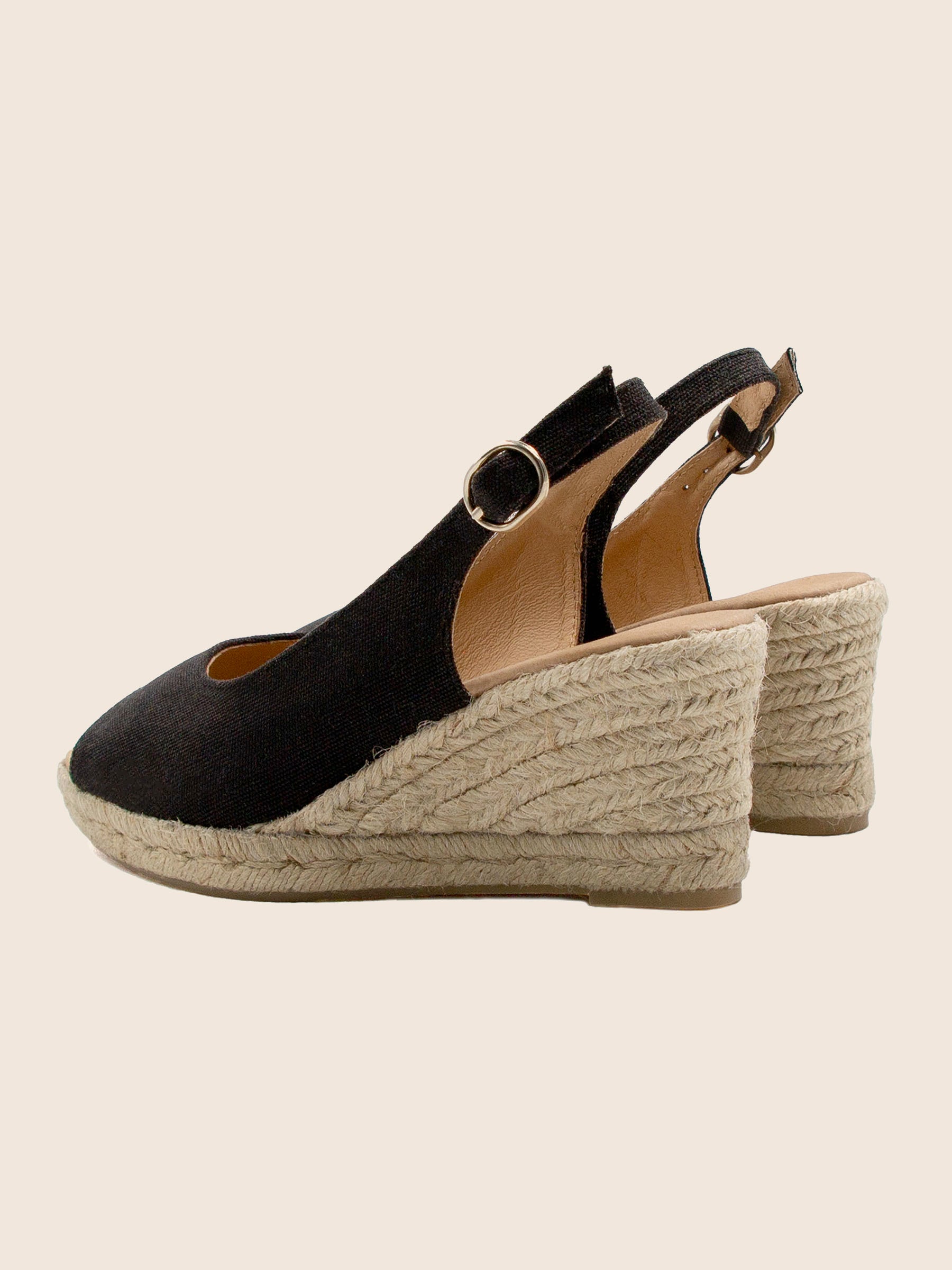 vue arriere espadrilles slingback toile recyclee noir jules jenn
