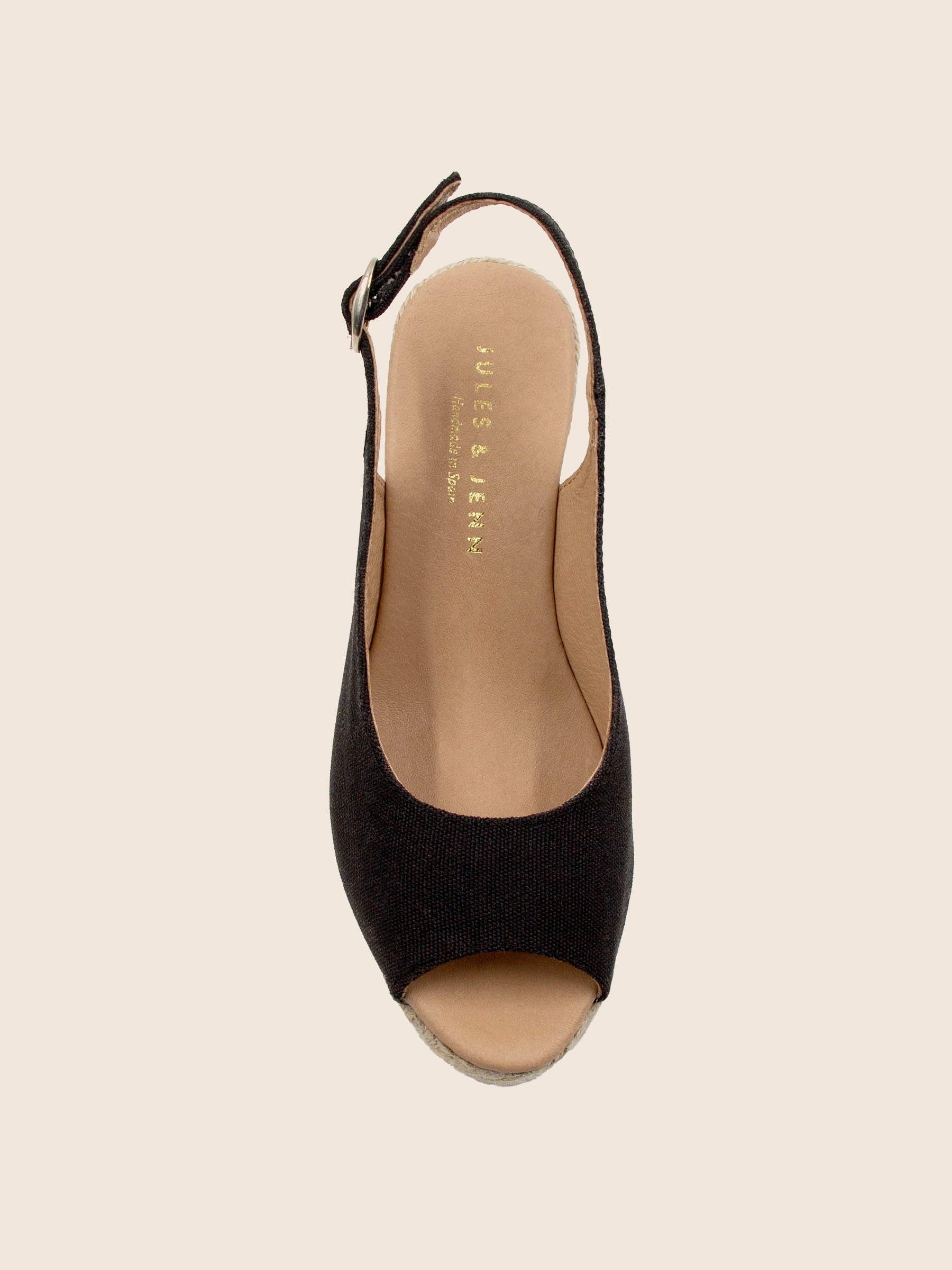 vue dessus espadrilles slingback toile recyclee noir jules jenn