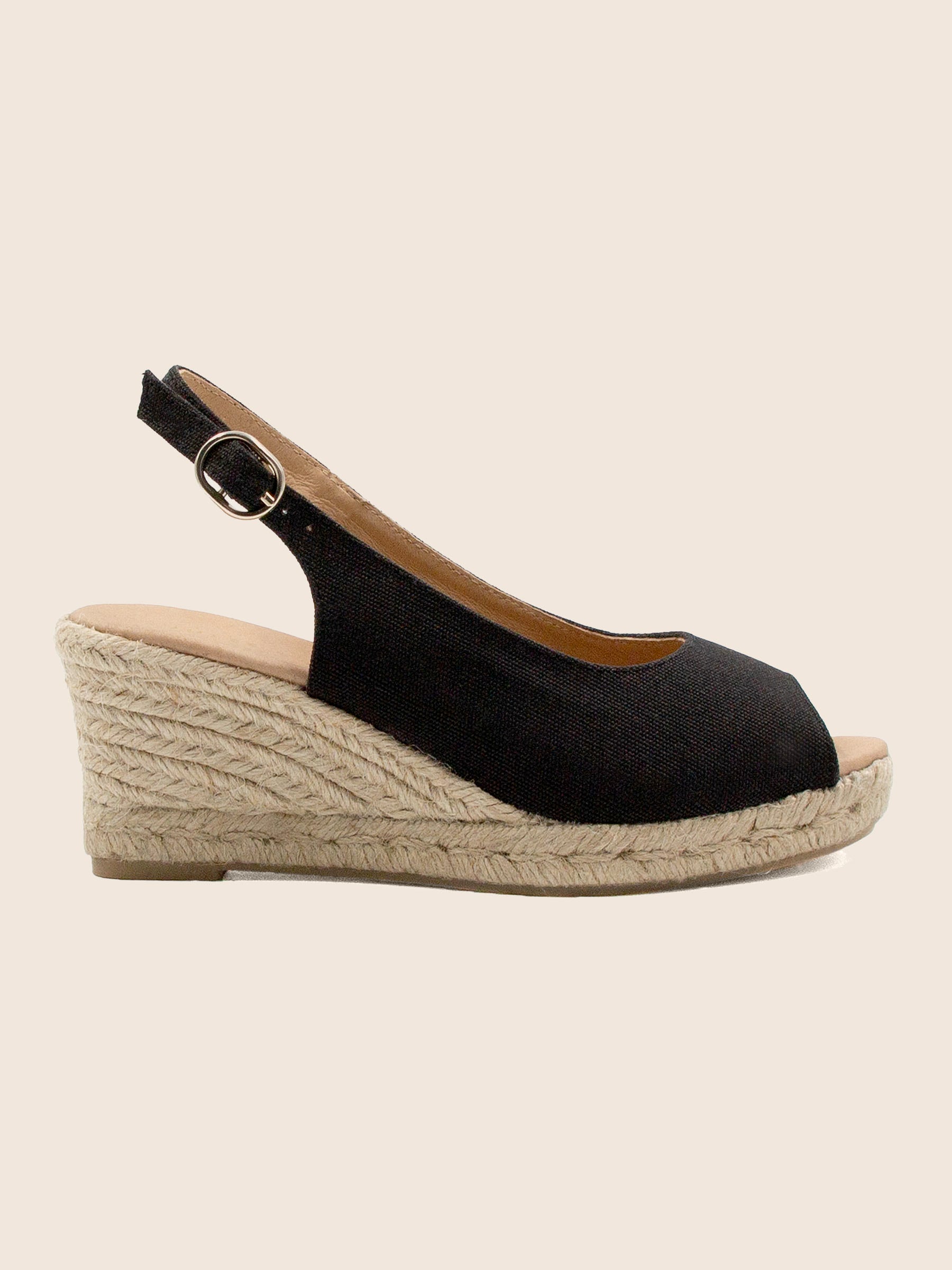 vue profil espadrilles slingback toile recyclee noir jules jenn