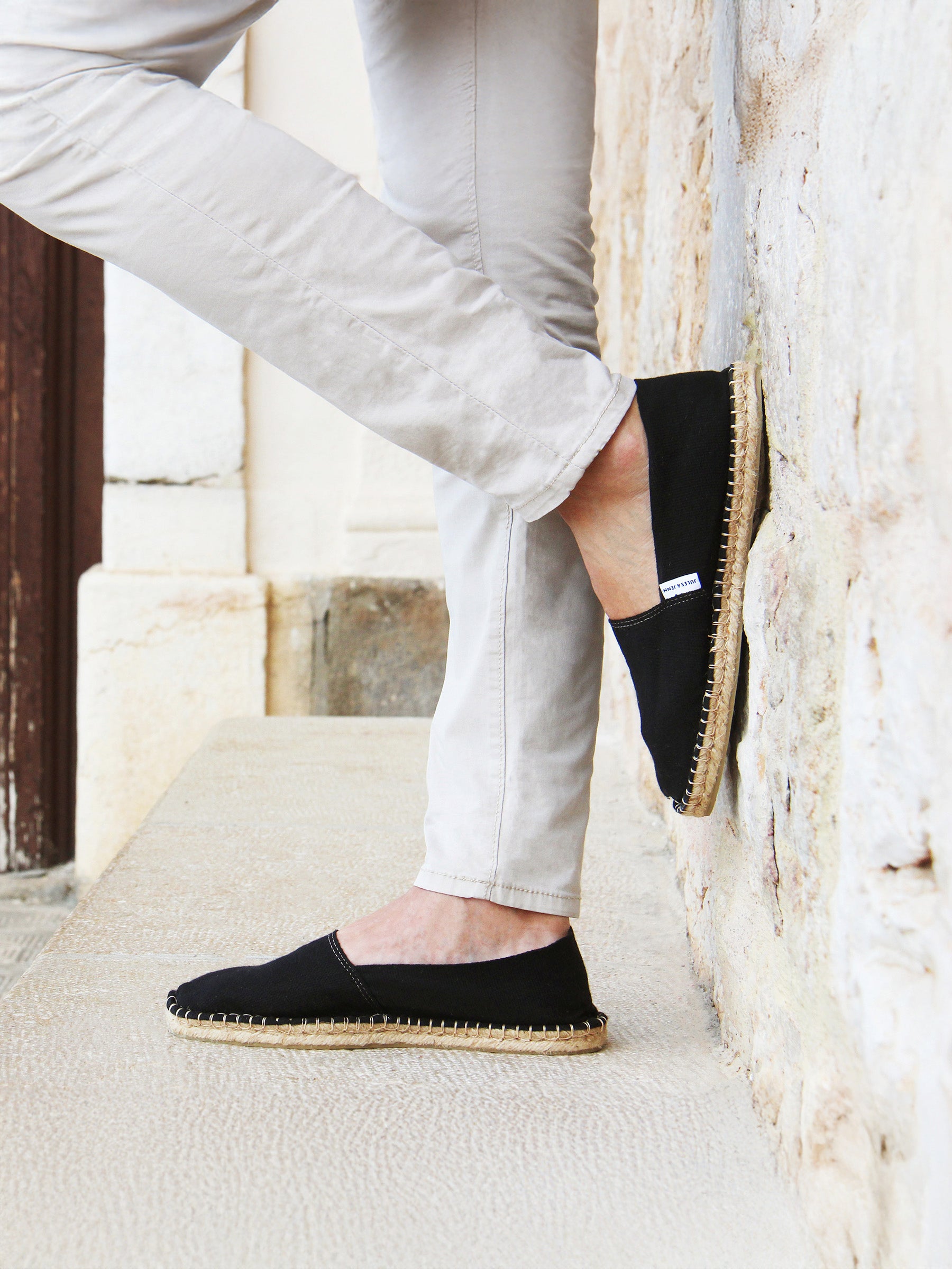 vue portée espadrilles toile coton noir jules jenn