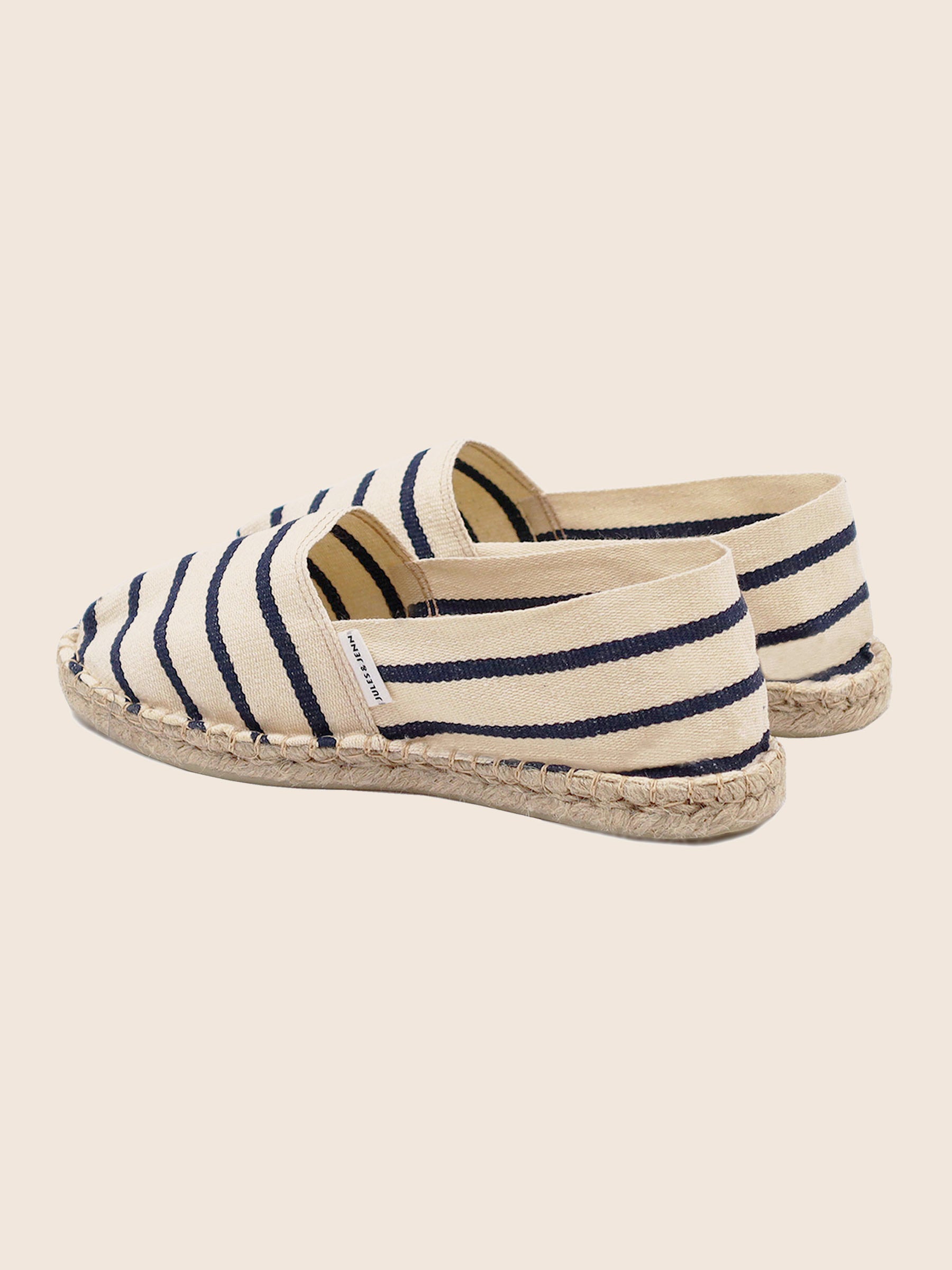 vue arriere espadrilles toile coton rayee blanc bleu jules jenn