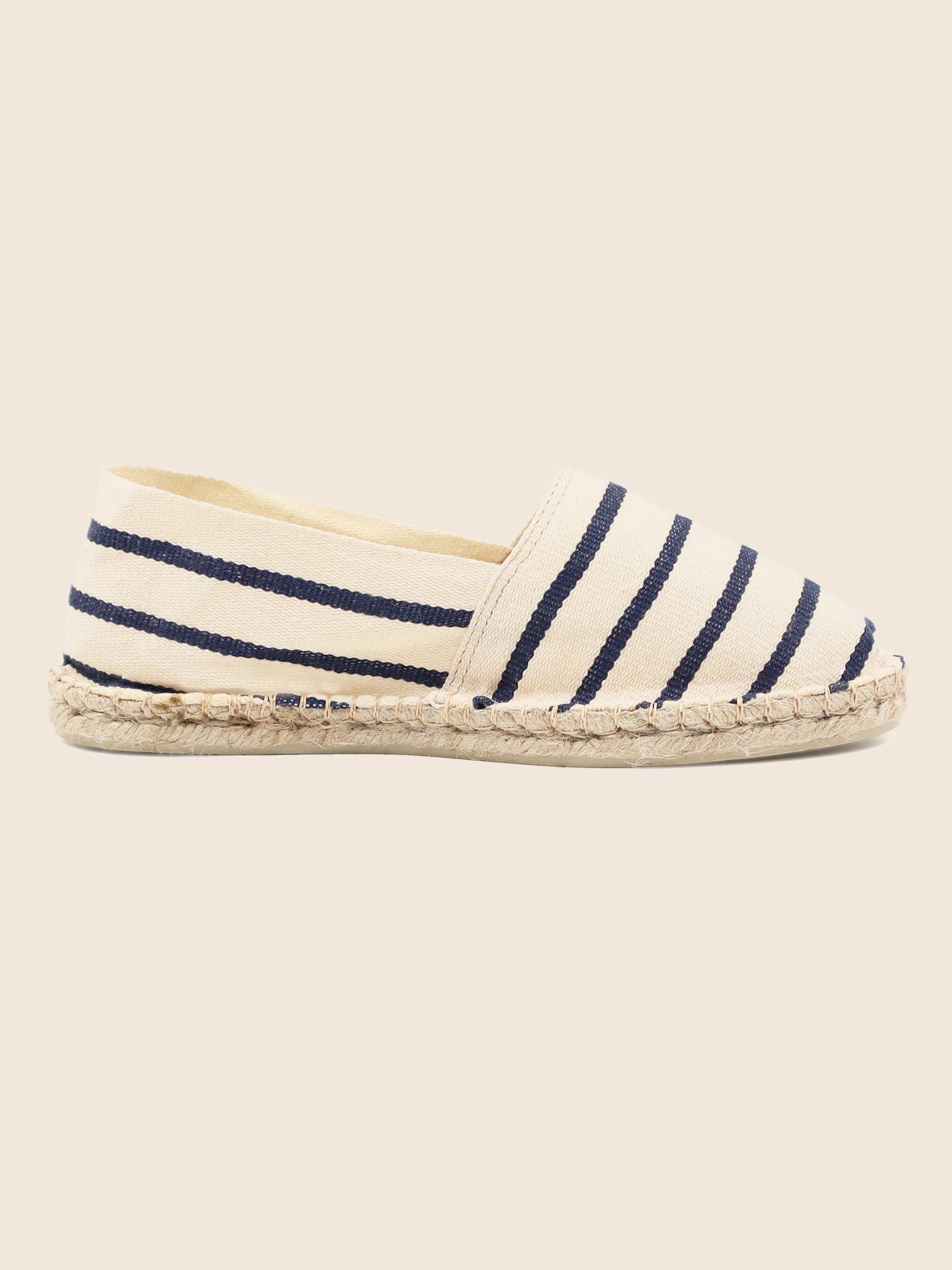 vue profil espadrilles toile coton rayee blanc bleu jules jenn