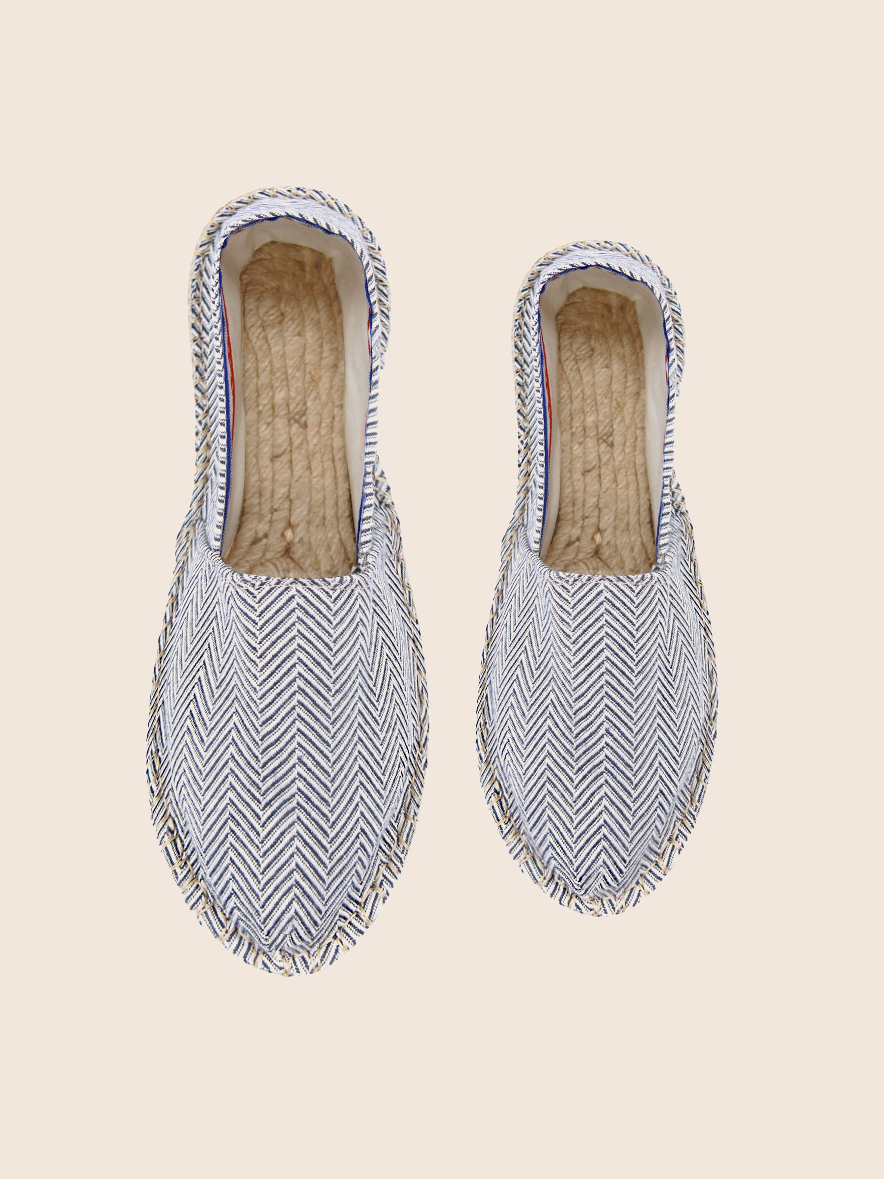 vue dessus espadrilles toile coton recycle blanc bleu jules & jenn
